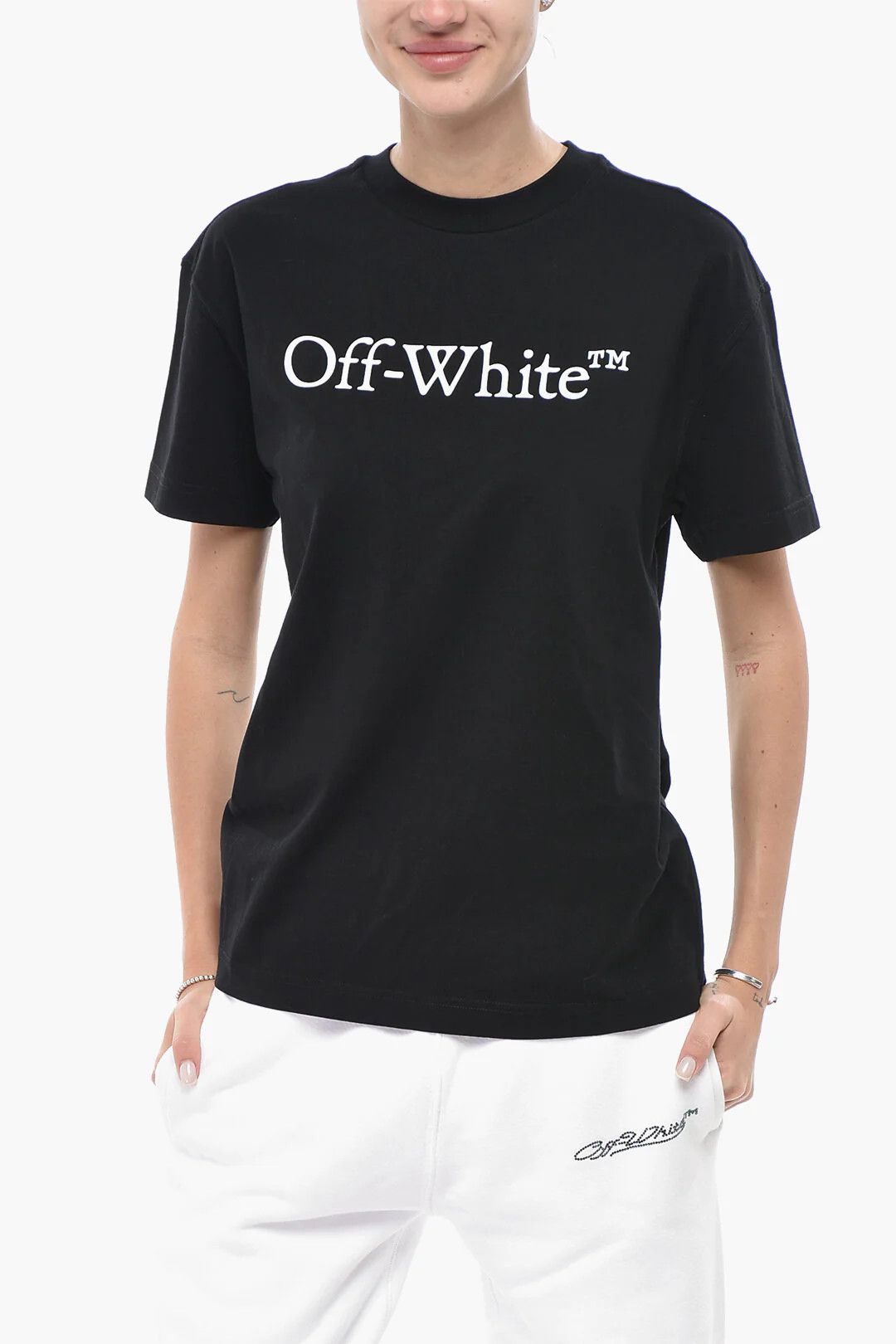 Off-White og1mm0426 Cotton Crewneck T-Shirt in Black Size XS / US 0-2 / IT 36-38 - 1 Thumbnail