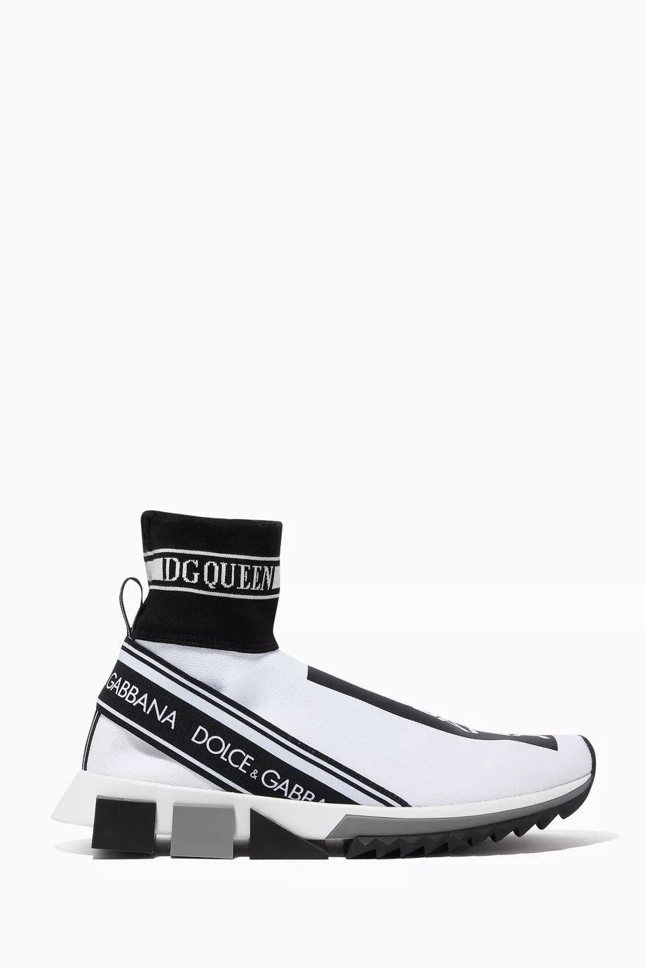Dolce & Gabbana o1y0925 Sock Hi-Top Sneakers in White/Black Size US 4 / IT 34 - 1 Thumbnail