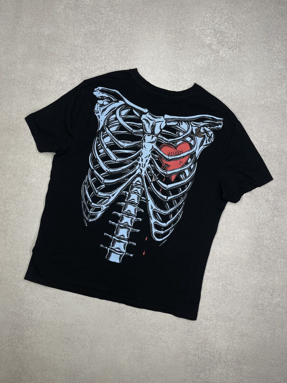 Allsaints Mens AllSaints Bleeding Heart Crew Black T Shirt Big Logo Size US M / EU 48-50 / 2 - 1 Thumbnail