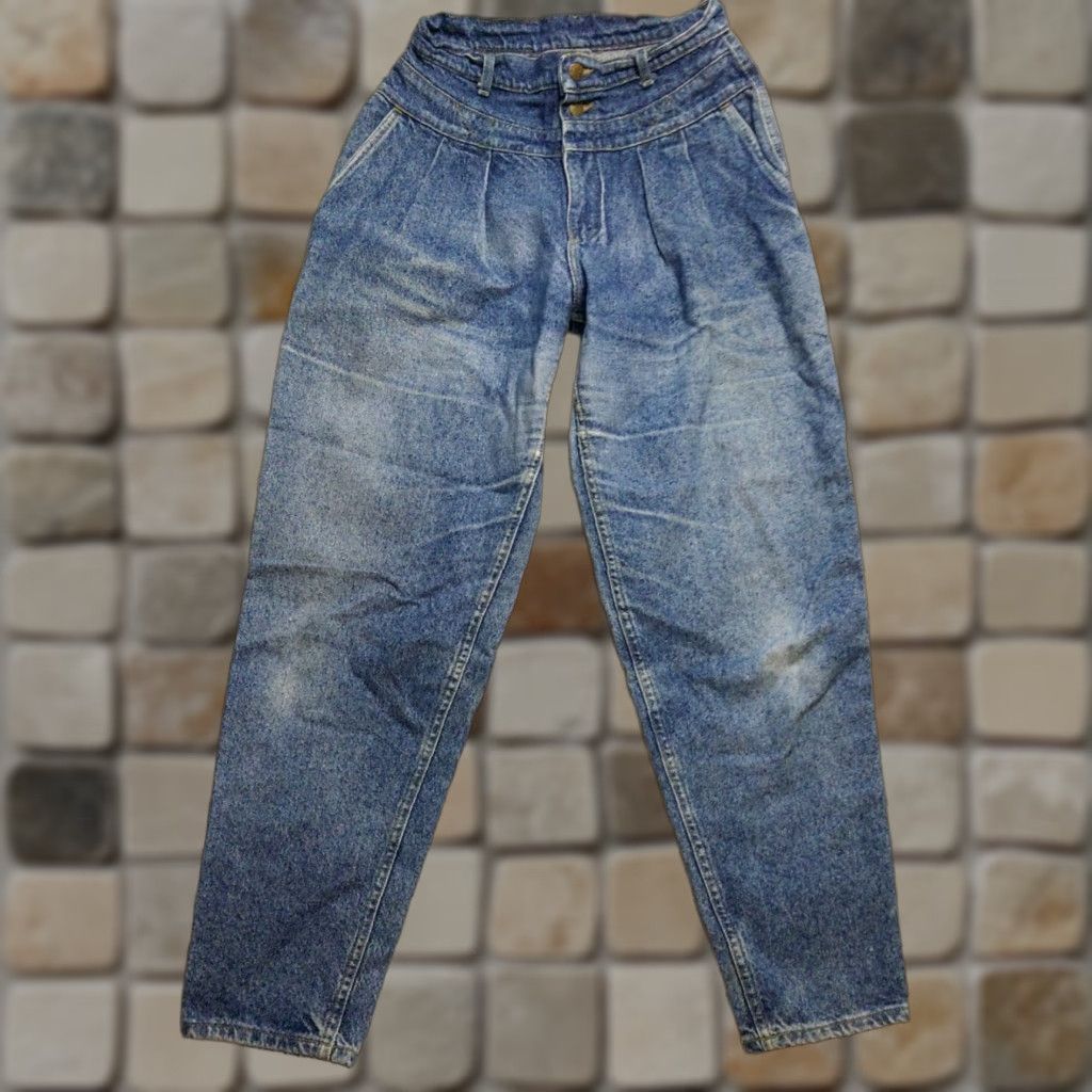 Lee Vintage Lee Stone Washed Jeans 18 Medium Womens Double Button MADE IN USA 28x31 Blue Denim Grunge 1980s Mens Womens Girls Size 40" / US 18 - 1 Thumbnail