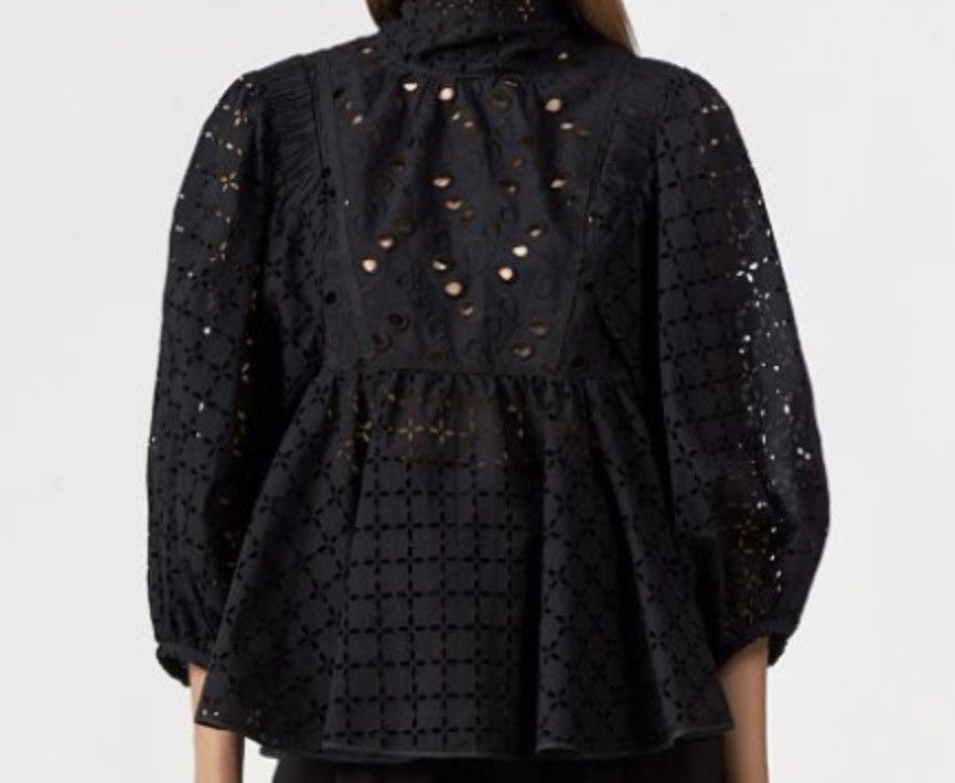 Rochas Rochas Black Lace Embroidery Blouse Size S / US 4 / IT 40 - 2 Thumbnail