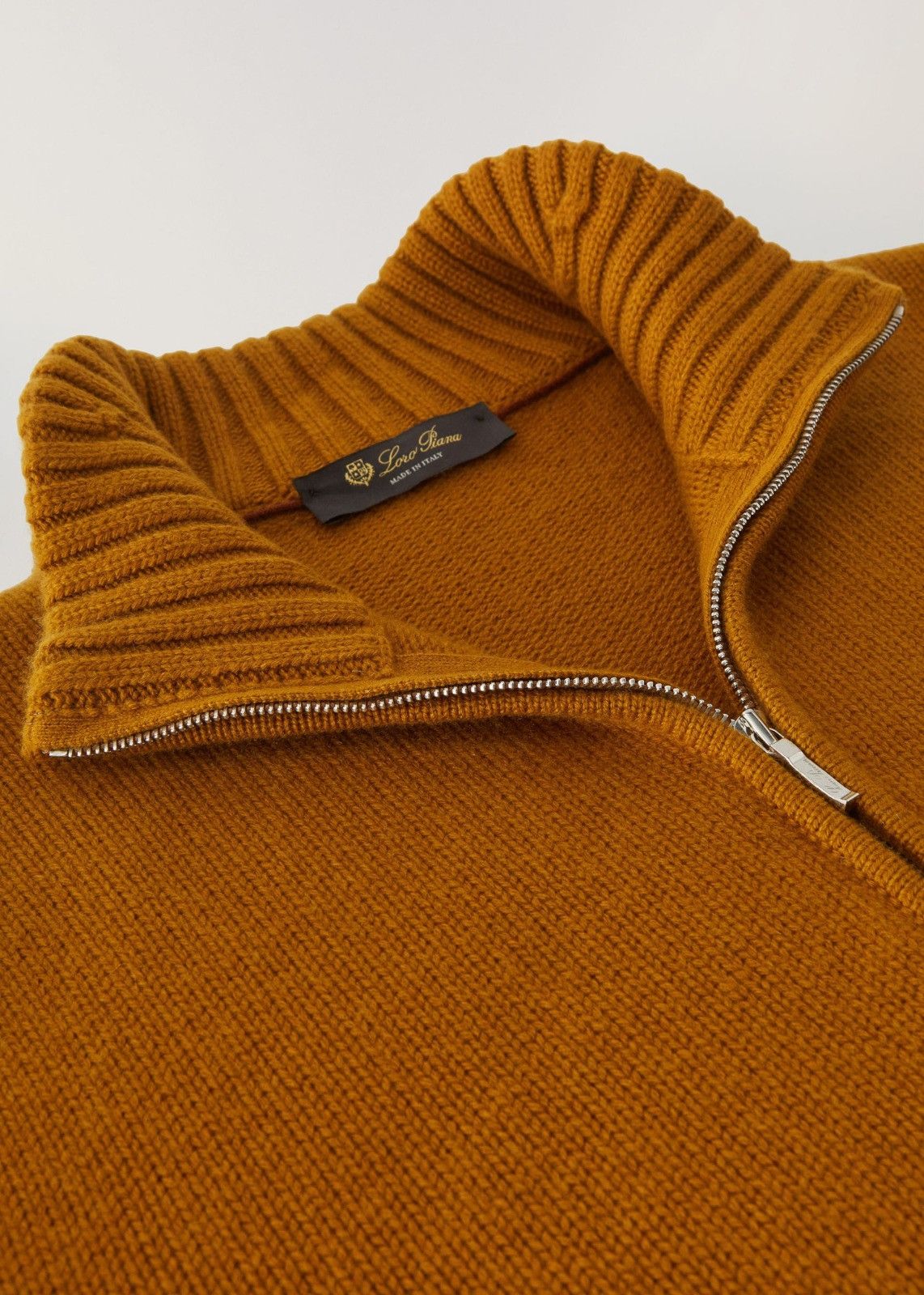 Loro Piana o1srvl11e1224 Cashmere Half Zip Sweater in Mustard Yellow Size US XL / EU 56 / 4 - 3 Thumbnail