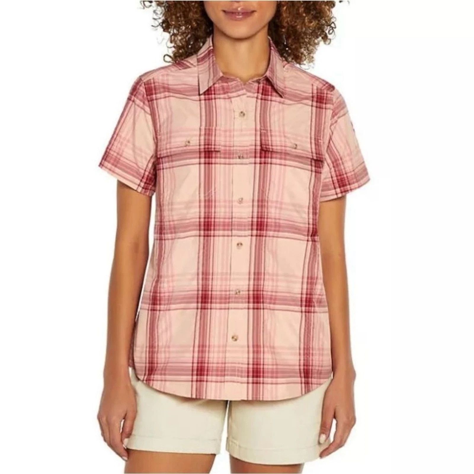 Eddie Bauer Eddie Bauer Adventure Performance Pink Plaid Button Down Top Size L / US 10 / IT 46 - 1 Thumbnail