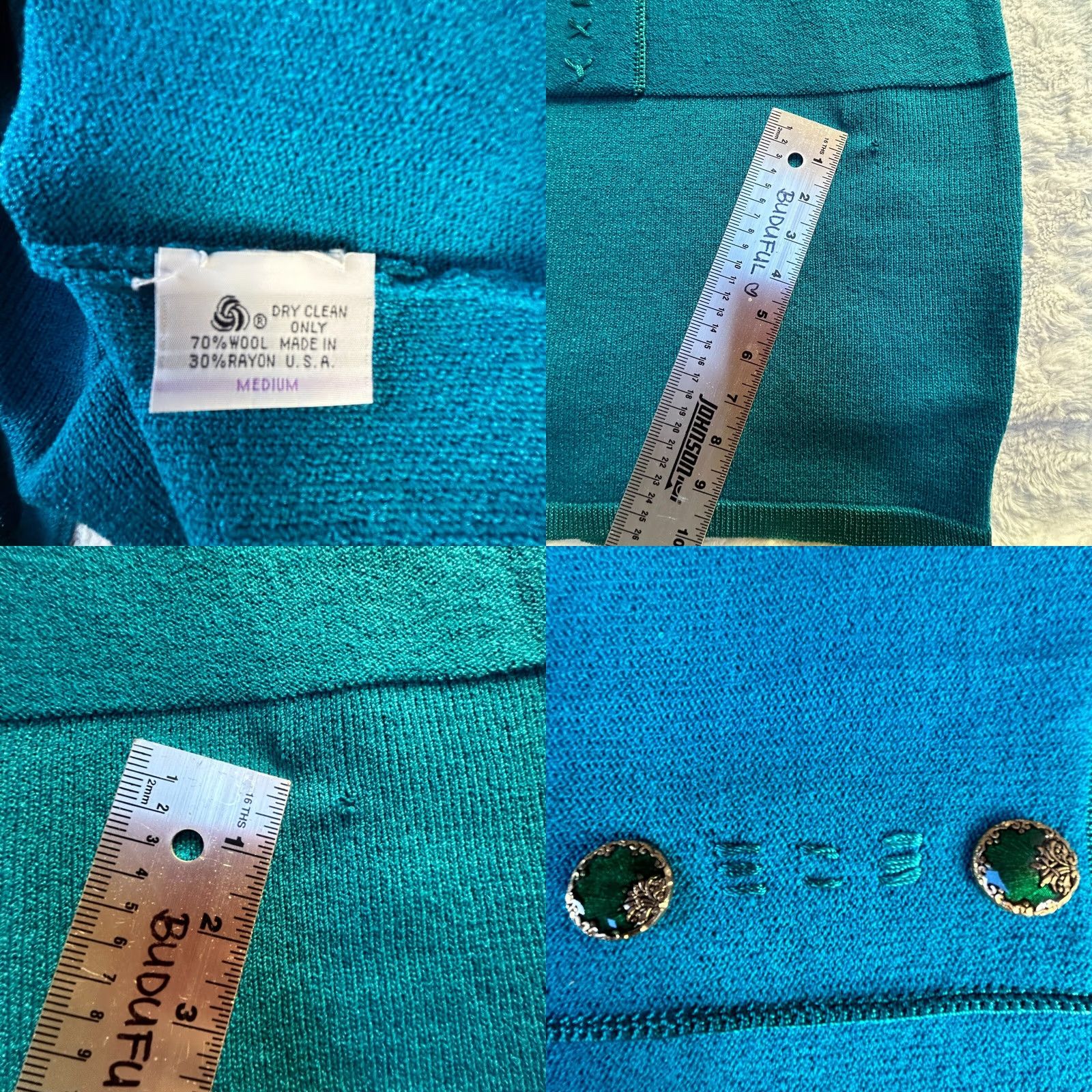 Vintage VINTAGE Steve Fabrikant Womens Medium Wool Blend Knit Sweater Dress Turquoise Size M / US 6-8 / IT 42-44 - 8 Thumbnail