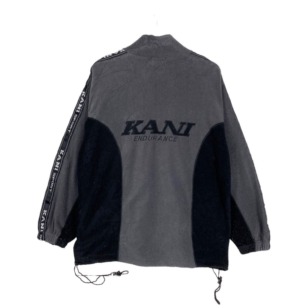 image of Vintage 90's Karl Kani Big Logo Zipper Fleece Jacket in Dark Gray, Men's (Size Large)