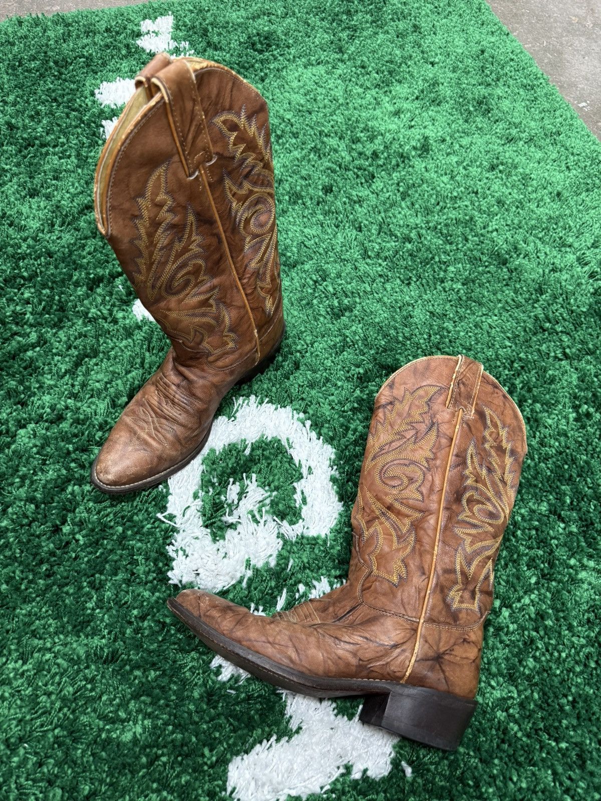 Cowboy Equipment × Justin Boots × Vintage Justin Boots Brown Leather Cowboy Boots Sz. 7 Size US 7 / EU 40 - 3 Thumbnail