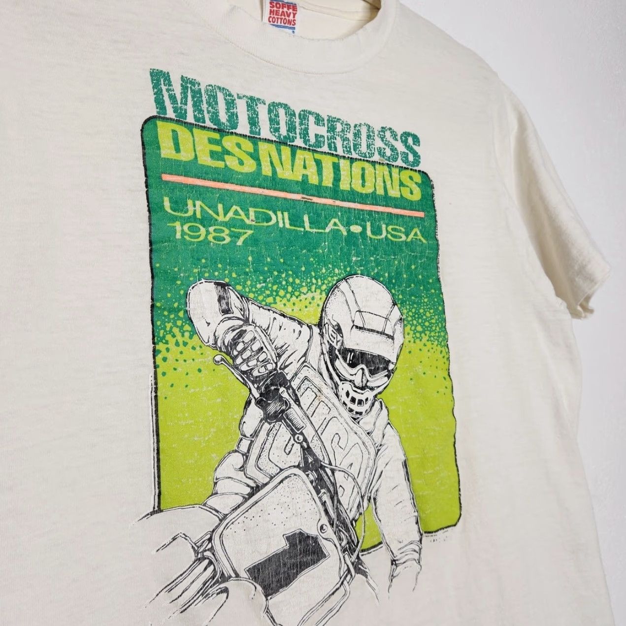 Soffe VINTAGE Soffee Motorcross Dirtbike Single Stitch Distressed 80s 70s Medium Racing Shirt Size US M / EU 48-50 / 2 - 3 Thumbnail