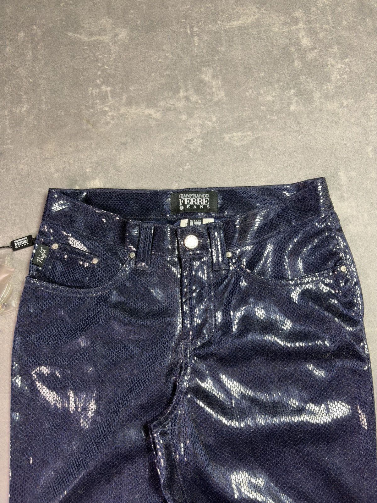 Gianfranco Ferre DSWT Blue Glitter Loose Light Trousers Pants 27 Rare Size 27" / US 4 / IT 40 - 11 Thumbnail