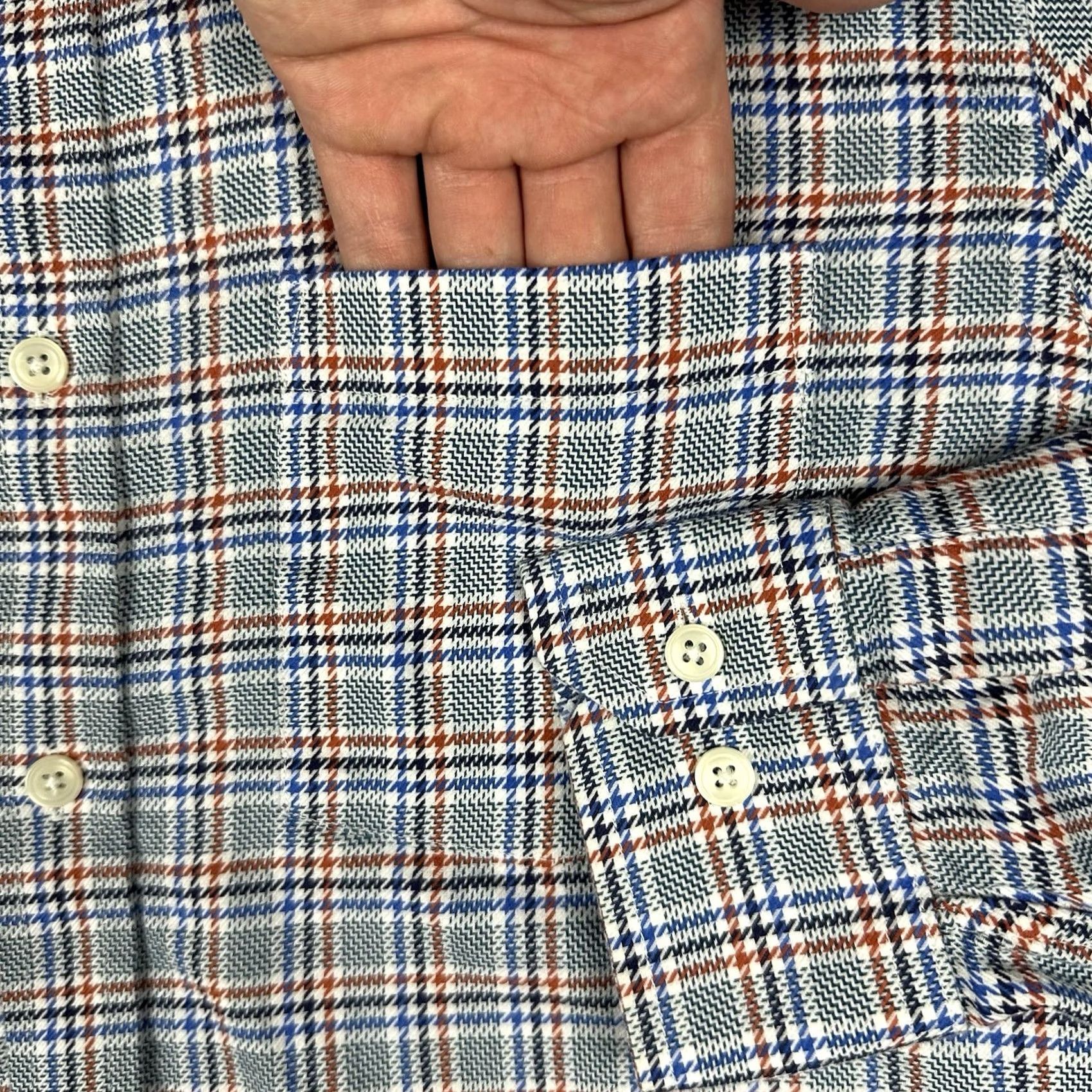 Johnston & Murphy Johnston & Murphy Shirt Mens M Blue Orange Houndstooth Button Up Casual EUC Size US M / EU 48-50 / 2 - 7 Thumbnail