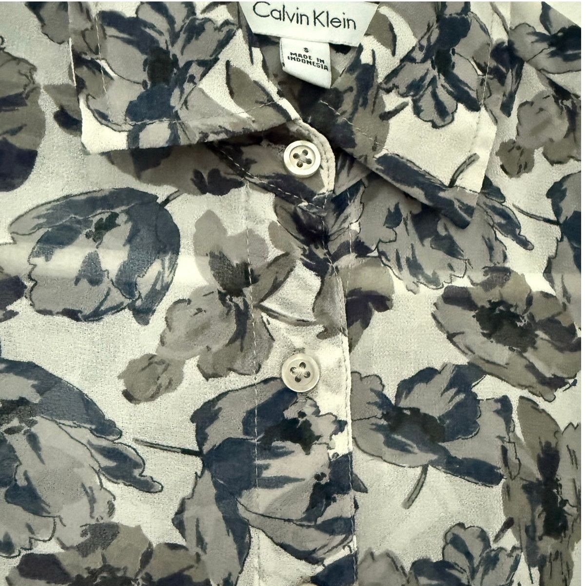 Calvin Klein Calvin Klein Floral Button-Down Tie Front Blouse Size S Size S / US 4 / IT 40 - 10 Thumbnail