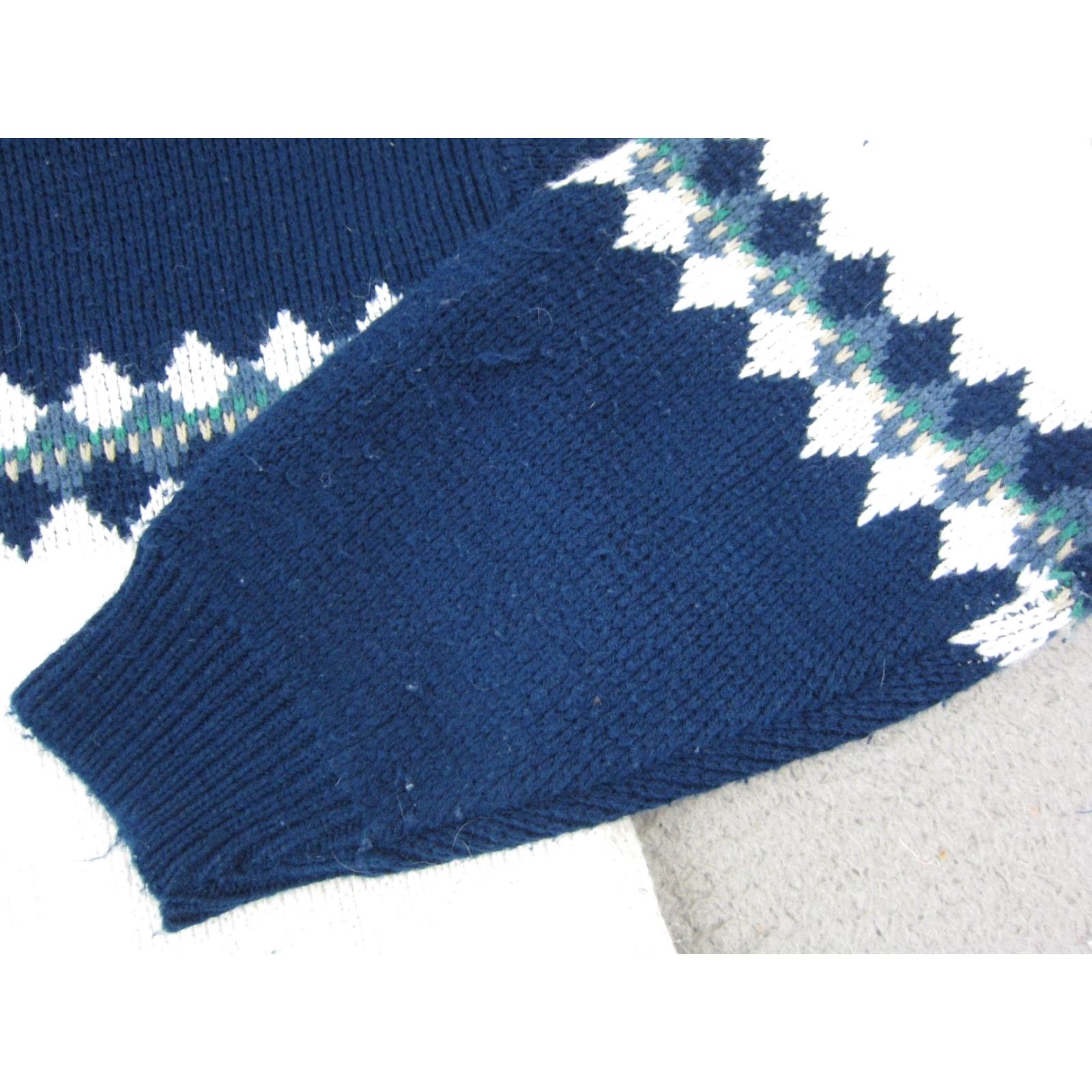 Sears VINTAGE Sears Sweater L Blue Fair Isle Acrylic 90s Chunky Pullover Mens Size US L / EU 52-54 / 3 - 7 Thumbnail