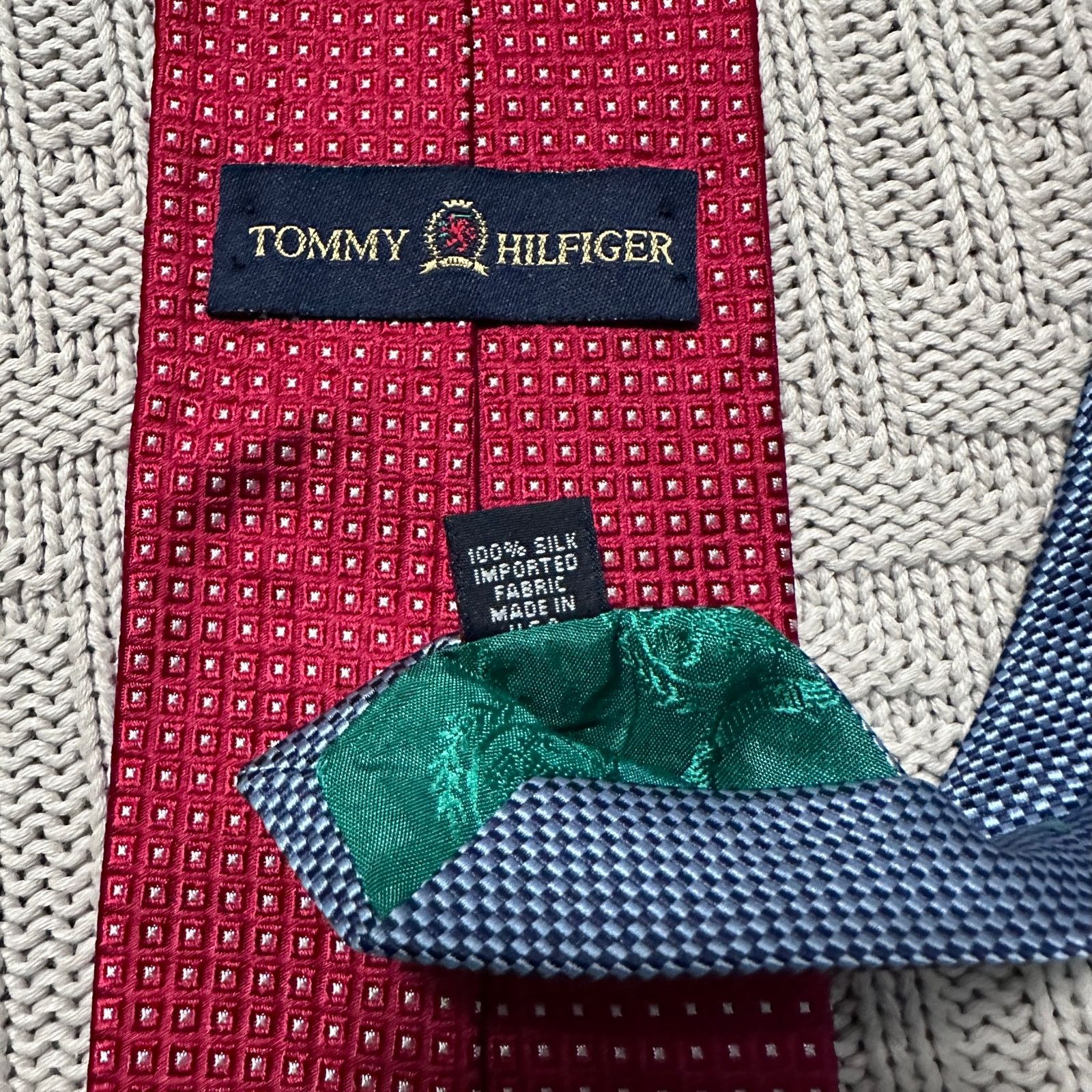 Tommy Hilfiger Vintage Tommy Hilfiger red micro plaid silk tie Size ONE SIZE - 3 Thumbnail
