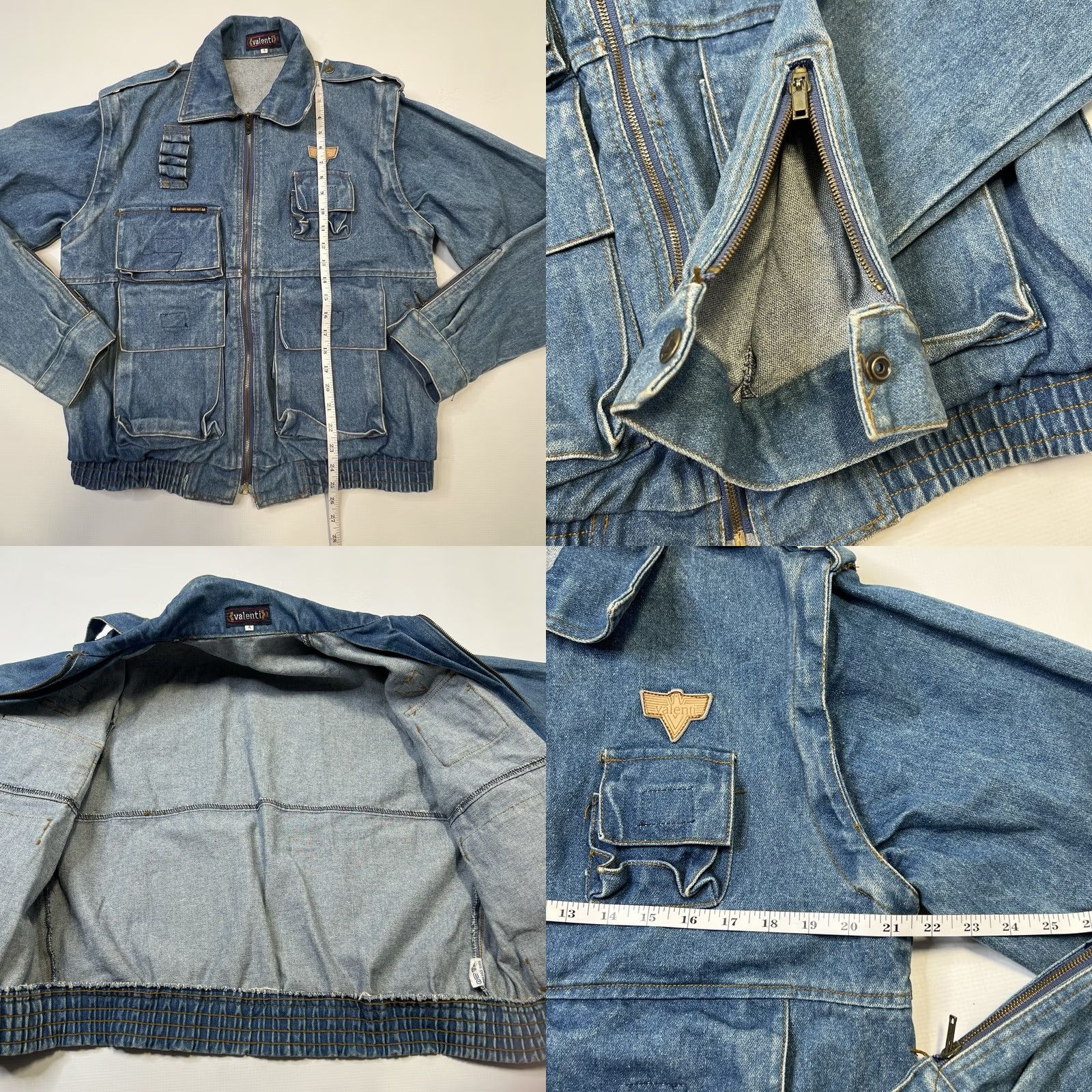 Valentino VINTAGE Valenti Denim Jacket Jacket Women's XS Blue Pockets Logo Zipper Casual Workwear Streetwear 90s Tall? Size XS / US 0-2 / IT 36-38 - 8 Thumbnail