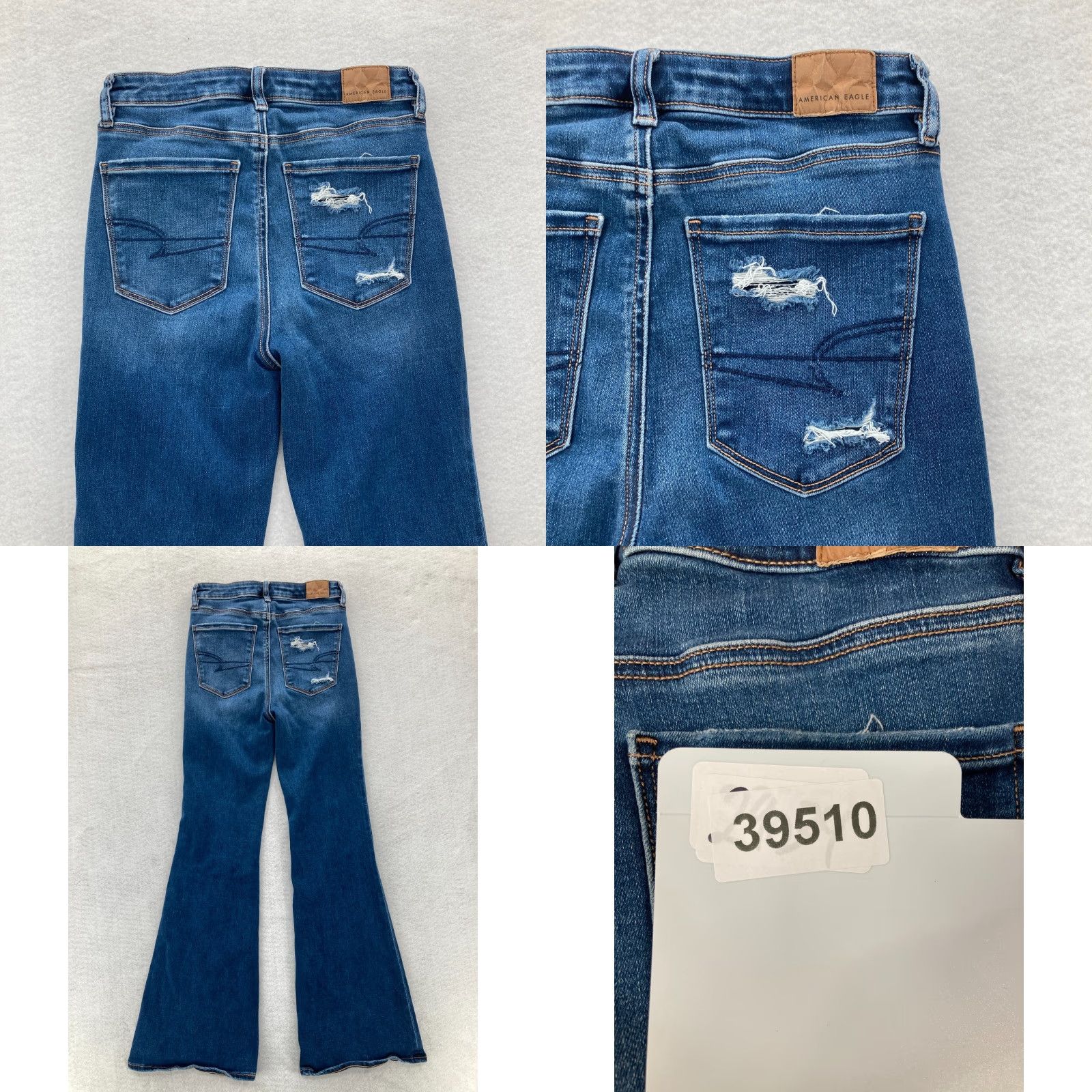 American Eagle Outfitters American Eagle Jeans Women's 2 High Rise Flare Denim Blue Stretch Distressed Y2K Jeans Size 42" / US 20 - 9 Thumbnail