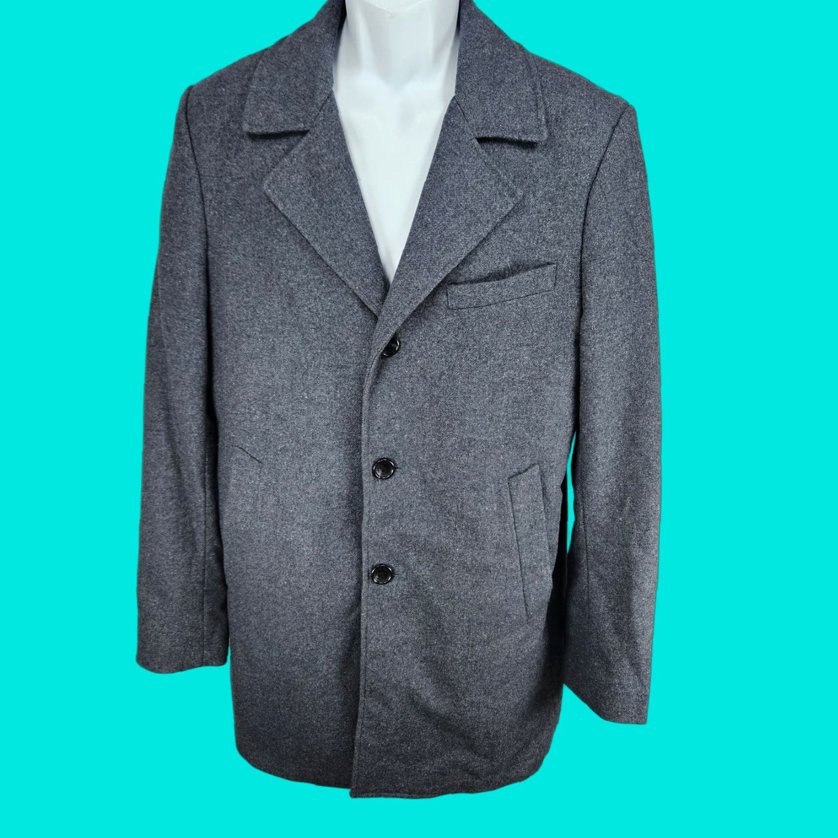 Michael Kors Michael Kors Coat Wool Gray Buttoned Notch Lapel Inner Pockets Over Coat 40R Mens Classic Solid Mid-Length Coat Size US XXS / EU 40 - 1 Thumbnail