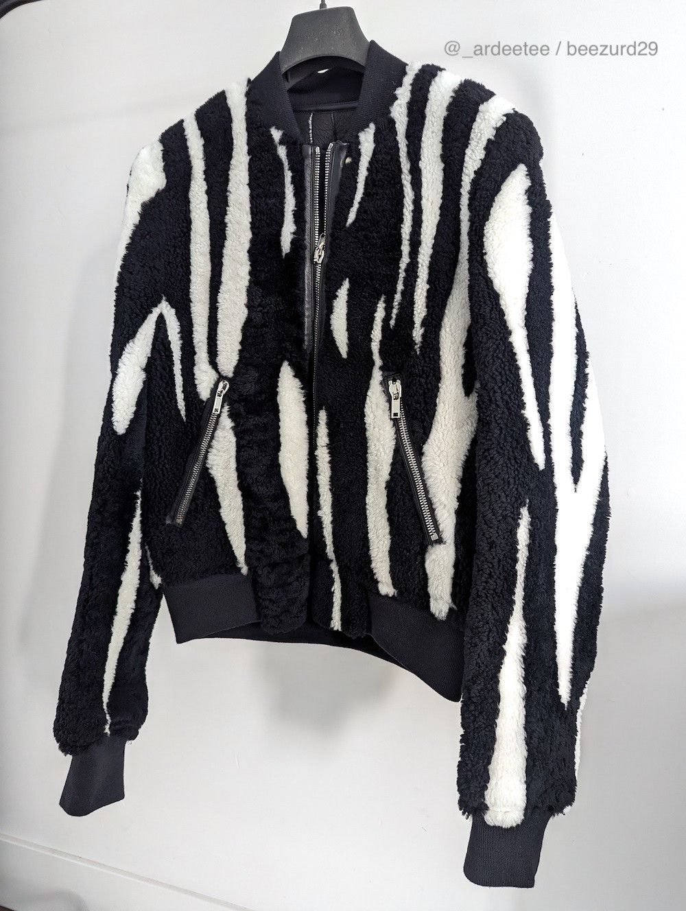 Rick Owens 💥*NWT* RARE SHEARLING GETHSEMANE ZEBRA FLIGHT JACKET Size US S / EU 44-46 / 1 - 4 Thumbnail