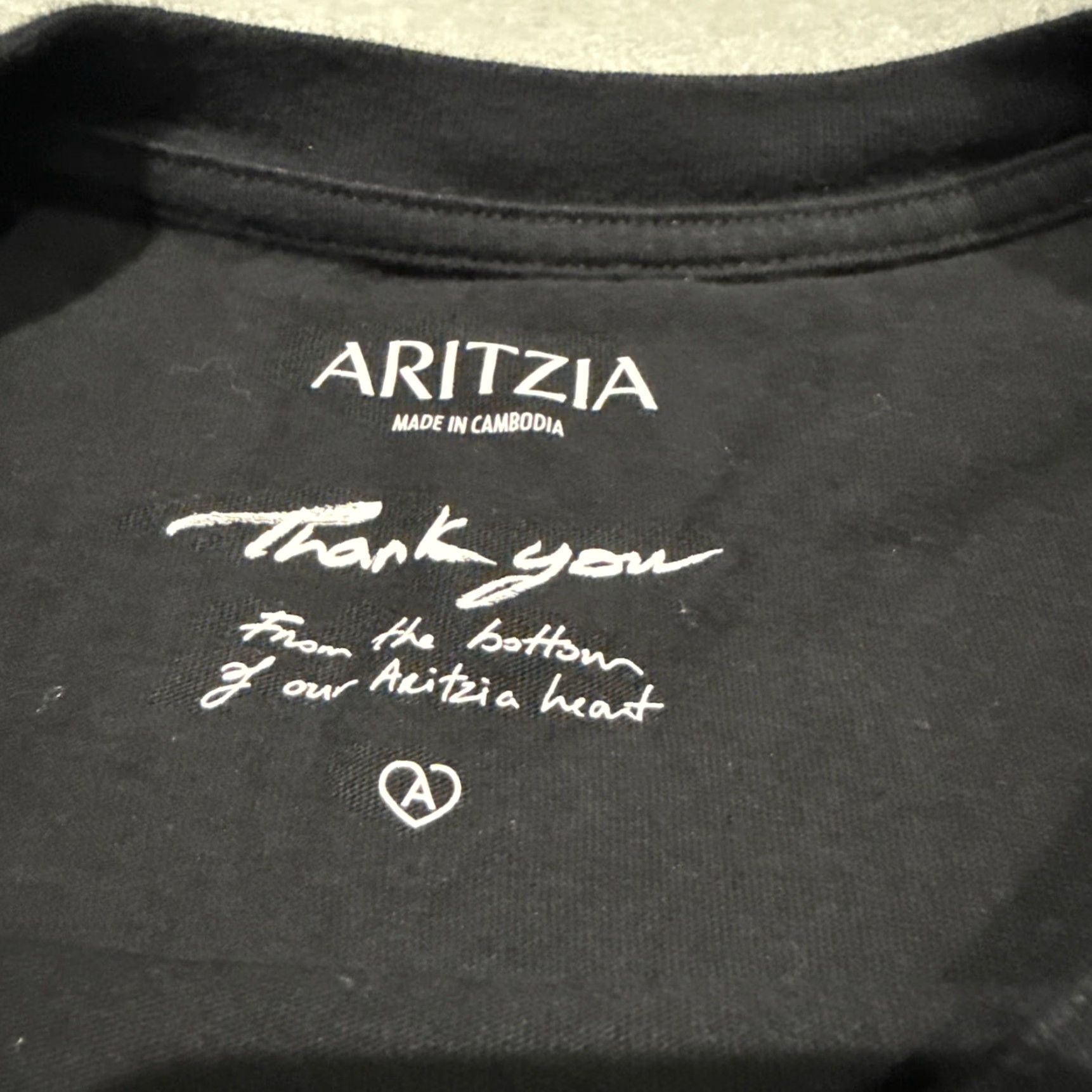 Aritzia ARITZIA T-Shirt Black 1X Women Cotton Heart Motif Thank You Shirt Size XL / US 12-14 / IT 48-50 - 3 Thumbnail