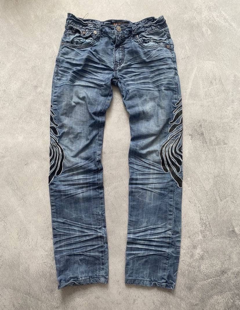 Japanese Brand Vintage Ed Hardy Style Y2K Distressed Denim Pants Size US 30 / EU 46 - 2 Thumbnail