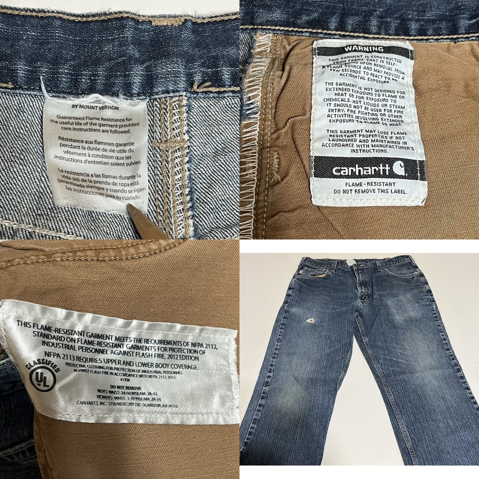 Carhartt Carhartt FR Jeans Mens 36x31 Blue Straight Fit Work Flame Resistant Distressed Denim Cotton Blend Steel Logo Regular Rise Mens Regular Size US 36 / EU 52 - 8 Thumbnail