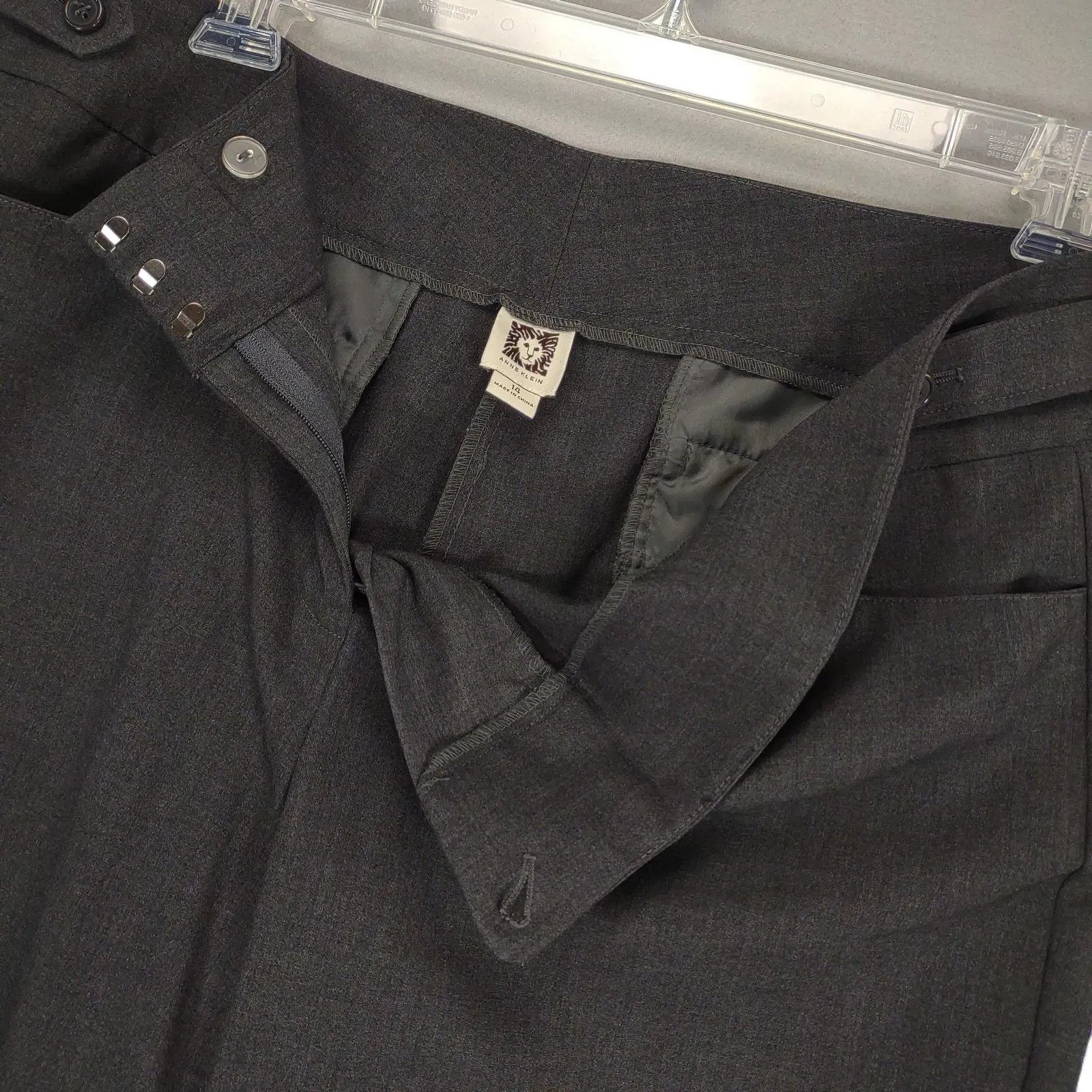 Anne Klein Anne Klein Women's 14 Gray Wide Leg Dress Pants High Waist Size 36" / US 14 / IT 50 - 3 Thumbnail