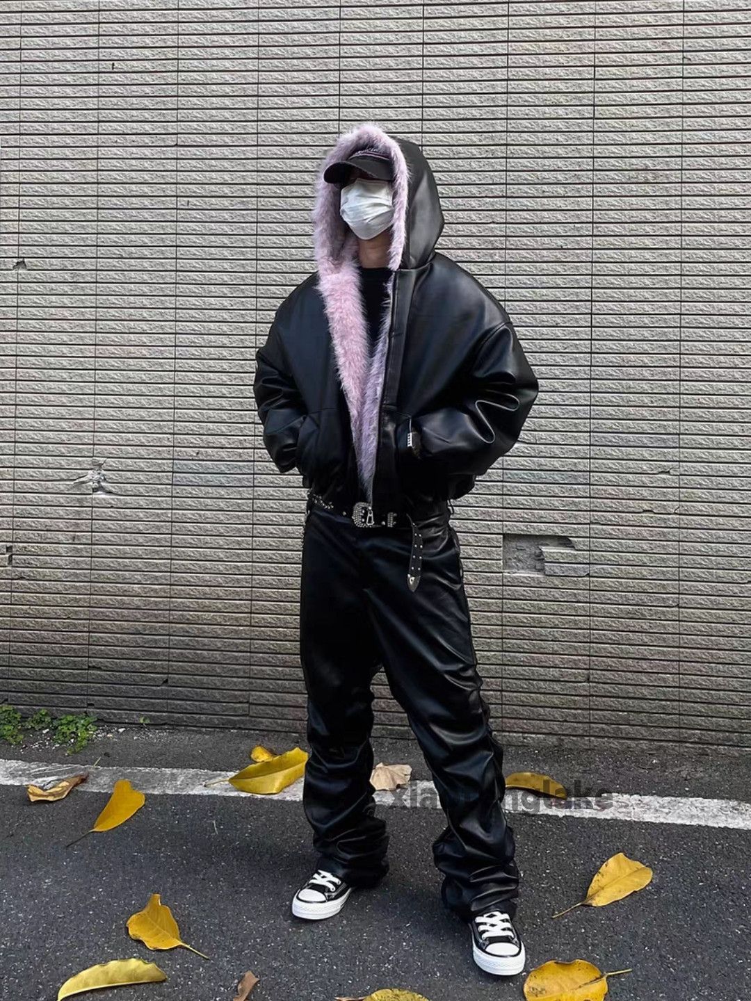 Designer Unisex utility punk yuppie pu skate hiphop pleated pants Size US 34 / EU 50 - 4 Thumbnail