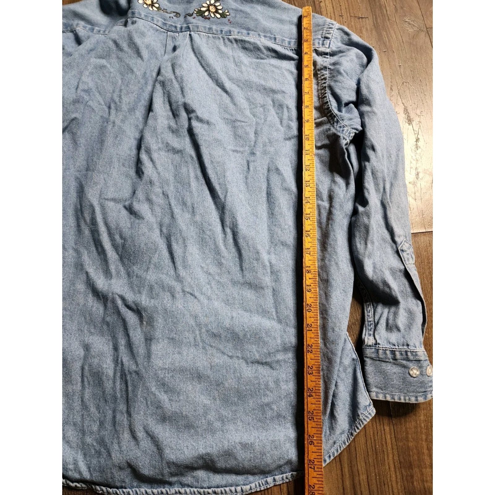 Denime VINTAGE USA CLASSIC Denim Button-Up Shirt Long Sleeve Floral M Blue Womens Size M / US 6-8 / IT 42-44 - 4 Thumbnail