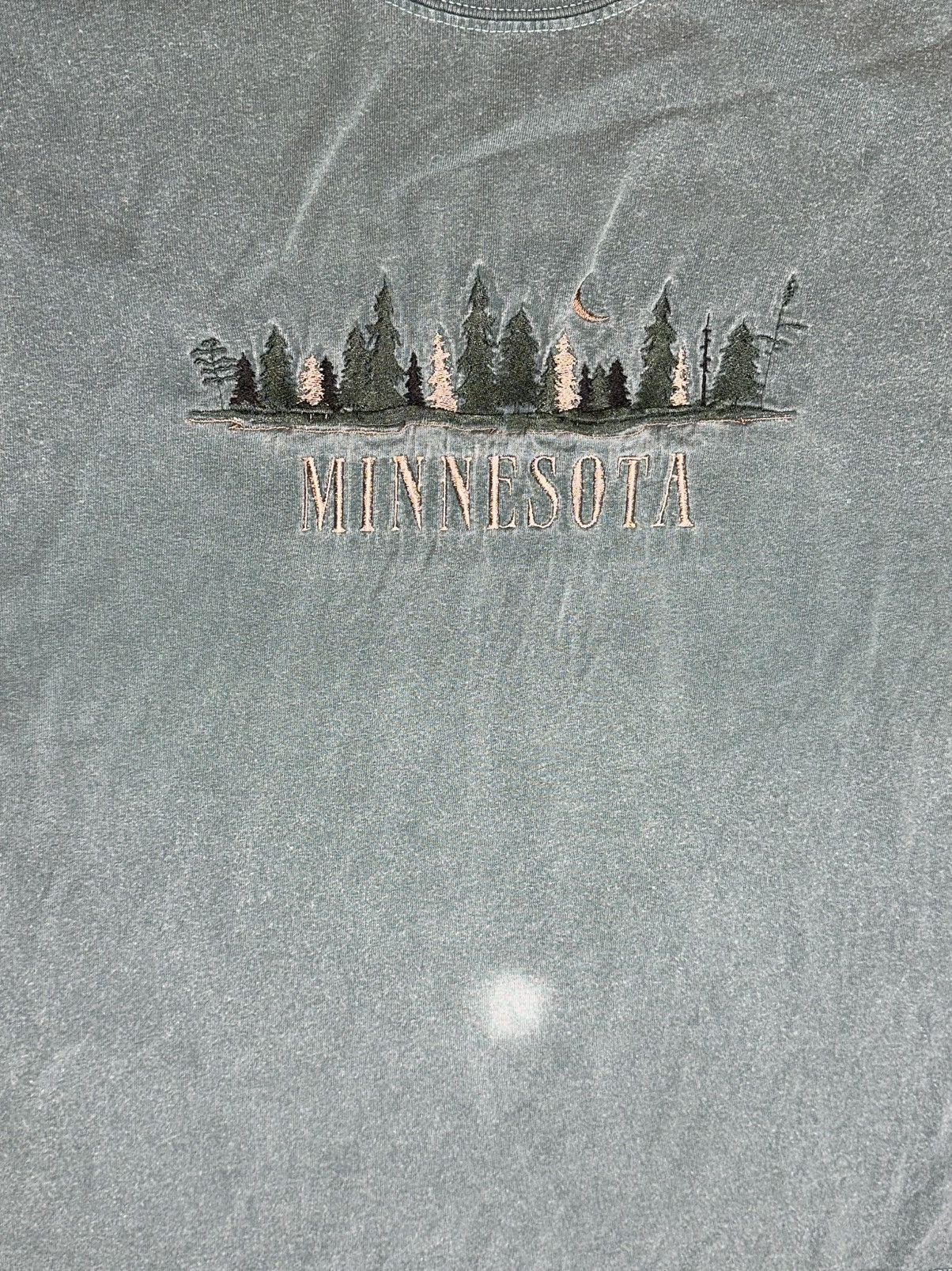 Gildan Gildan Teal Minnesota Pine Tree Moon Light Graphic Tee Size US L / EU 52-54 / 3 - 3 Thumbnail