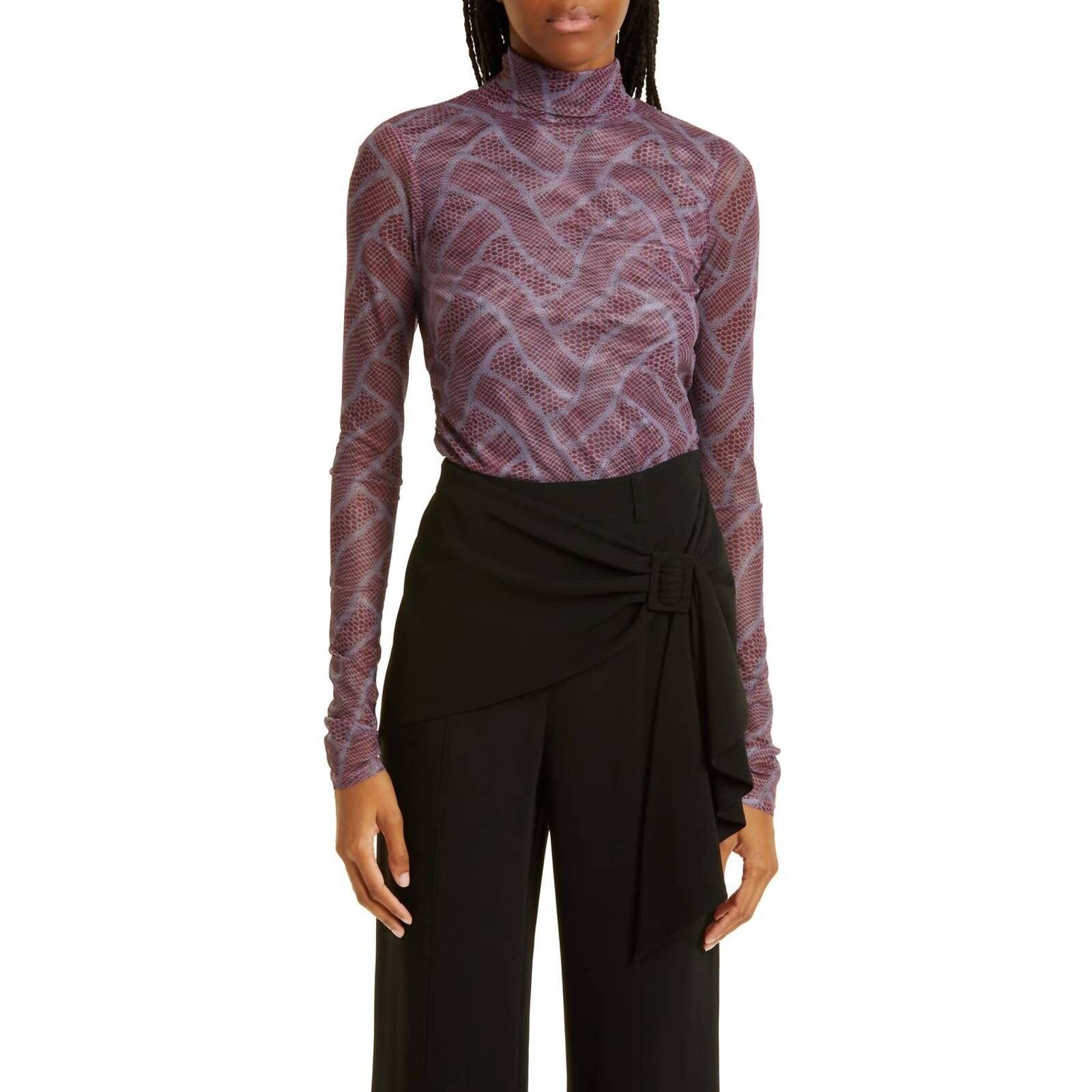 Cinq a sept Fishnet Turtleneck Top In Calla Lily/lilac | Grailed
