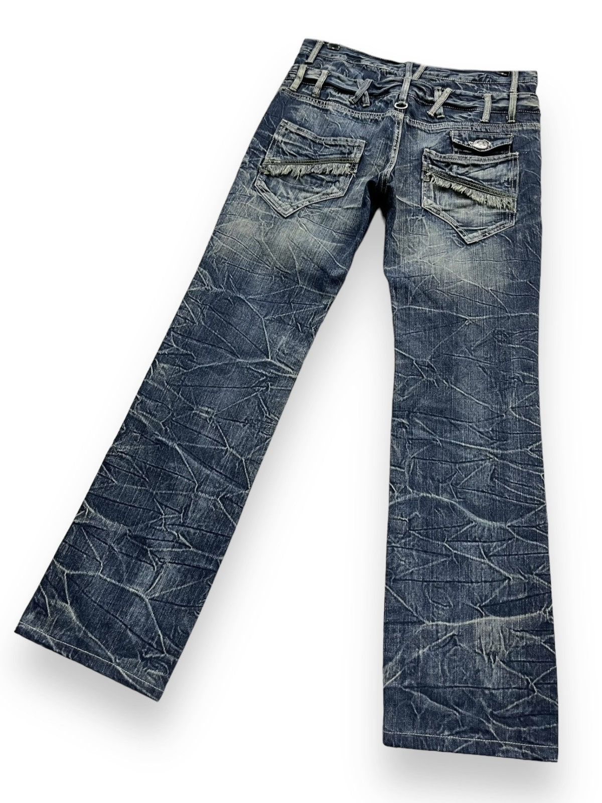 Japan Blue 🔥FYE💥BLOW BY BLUE Double Waist Acid Wash Punk Skulls Jeans Size US 31 - 7 Thumbnail