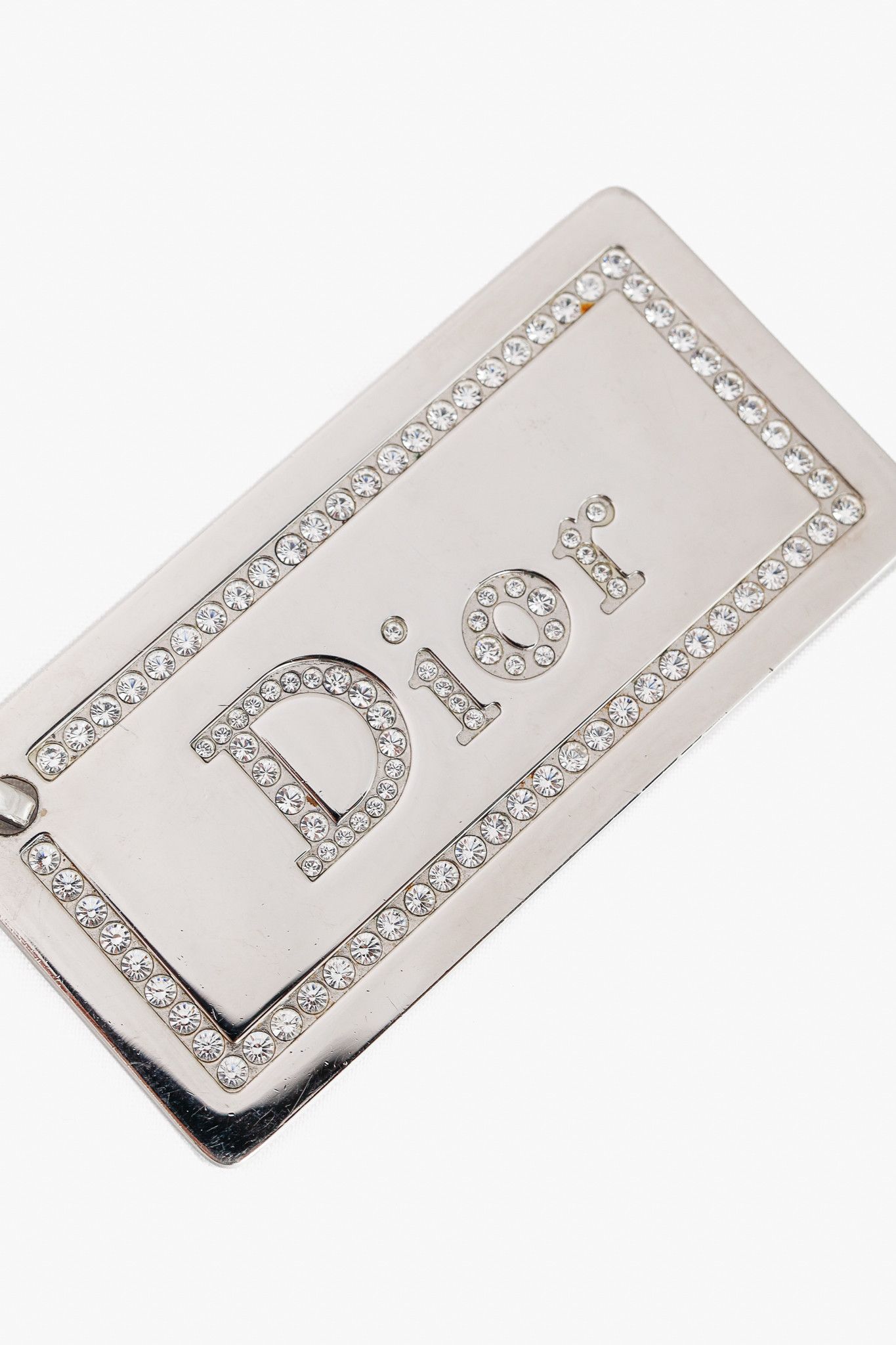 Dior Dior Silver-Tone Rhinestone Logo Plaque Keychain Size ONE SIZE - 3 Thumbnail