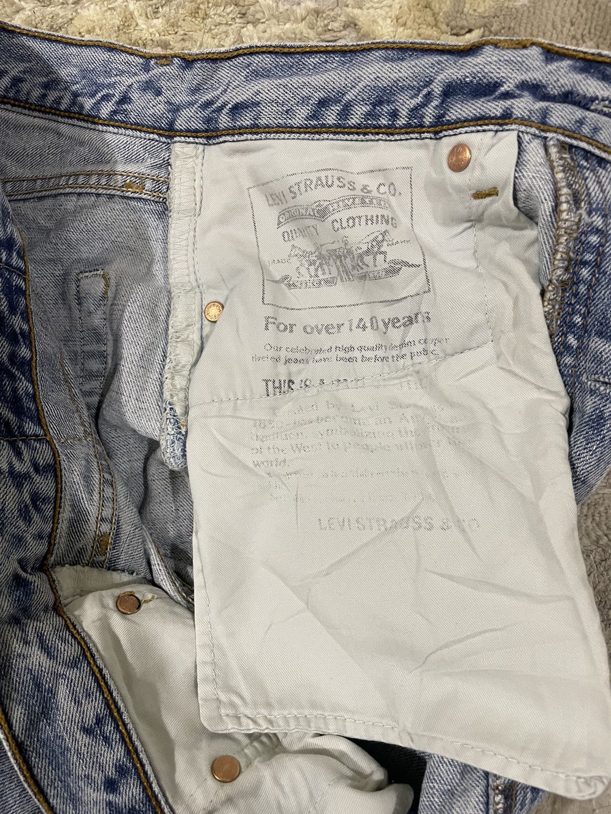 Levi's Vtg Levis 501 EU distressed patchwork sashiko boro Size US 31 - 7 Thumbnail