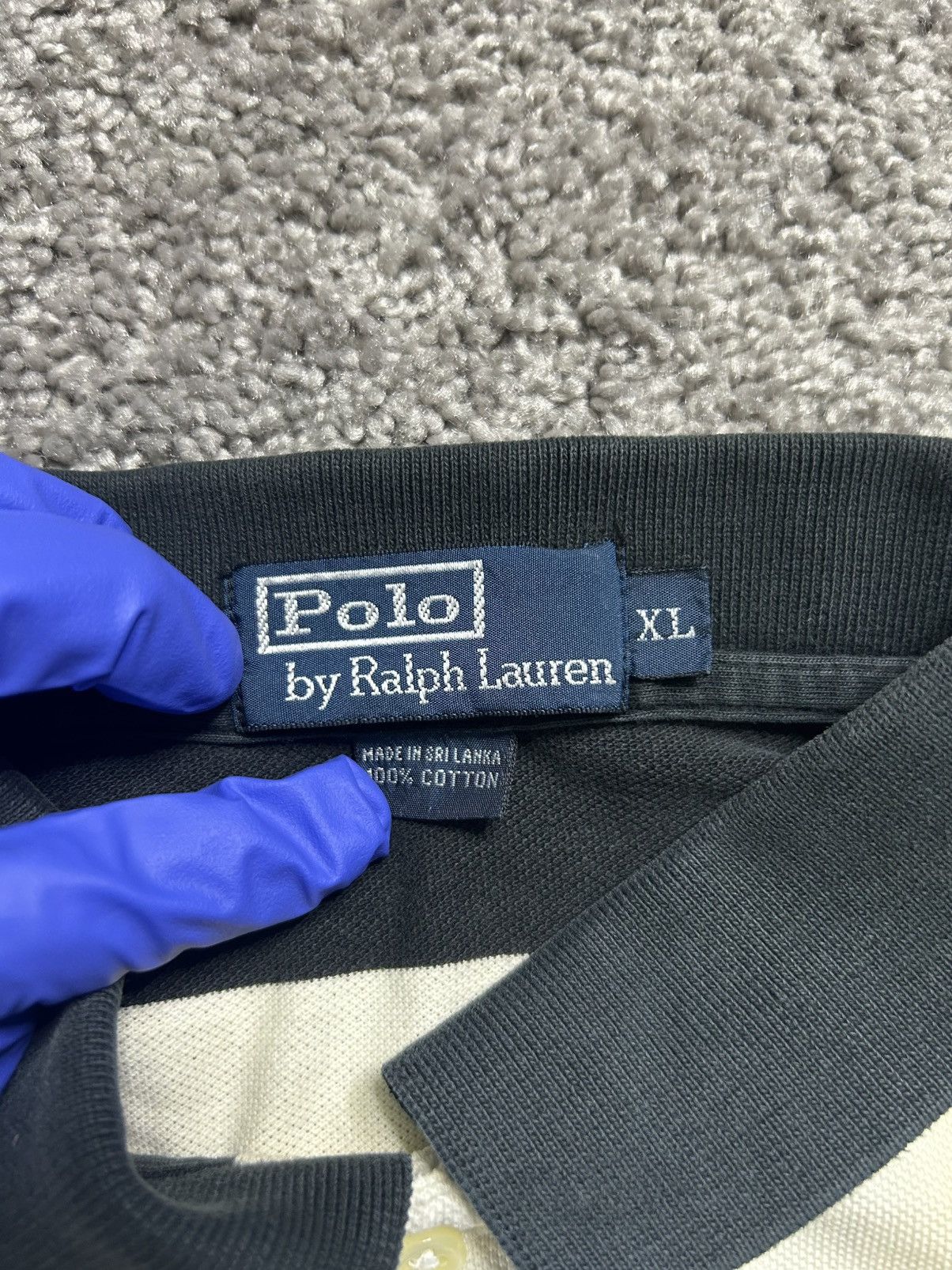 Polo Ralph Lauren Vintage 80s Polo Ralph Lauren Striped Polo Logo Black White Size US L / EU 52-54 / 3 - 7 Thumbnail