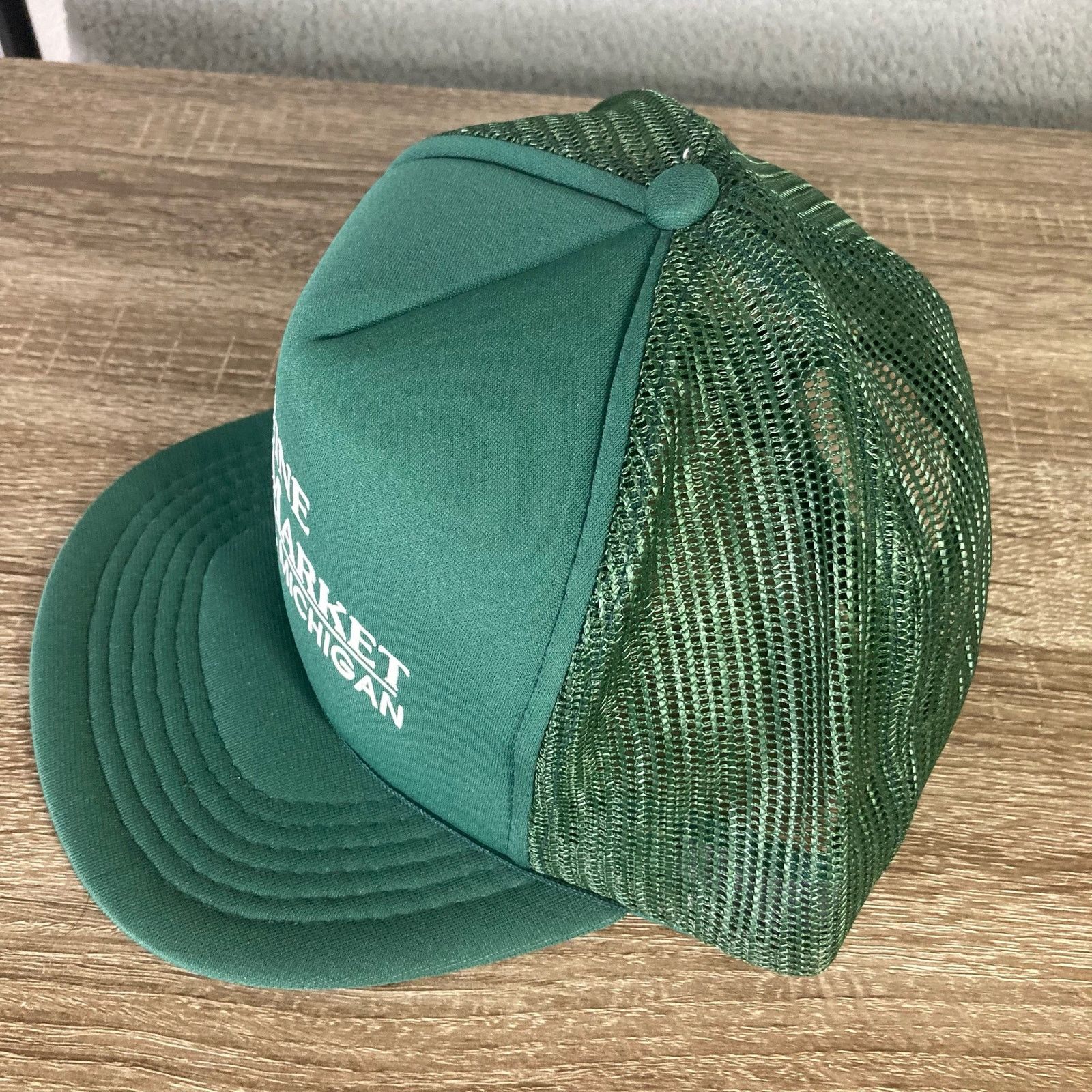 Vintage Vintage Marine Market Alpena Michigan Green Trucker Hat Size ONE SIZE - 4 Thumbnail
