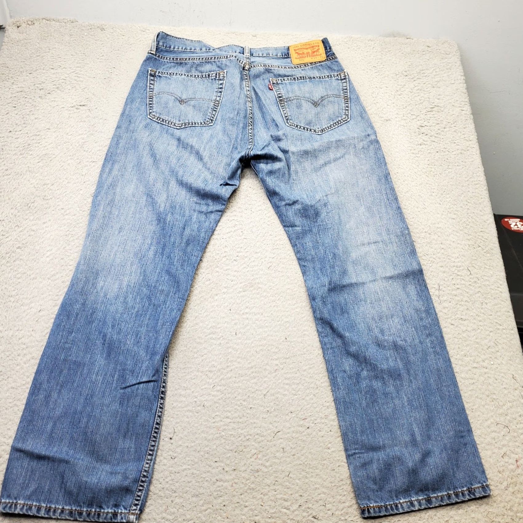Levi's Levi's Mens 505 Jeans Shirt? 34 Blue Denim Flat Front Red Tab Straight Leg - Levi's 500 Series Jeans Size US 34 / EU 50 - 2 Thumbnail