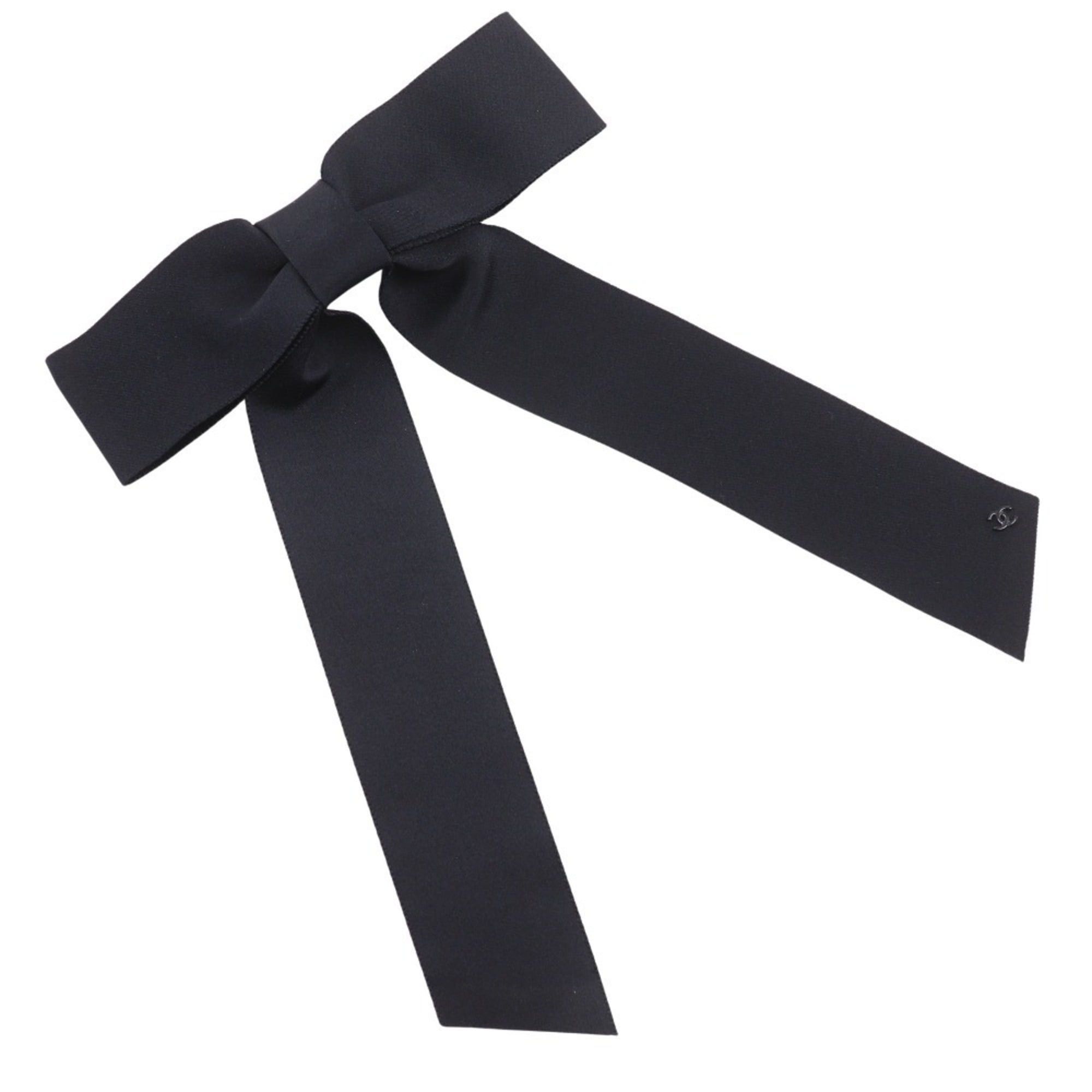 Chanel CHANEL Ribbon Barrette with Coco Mark, Satin, Black, 2022, 22A, Women's Size ONE SIZE - 1 Thumbnail