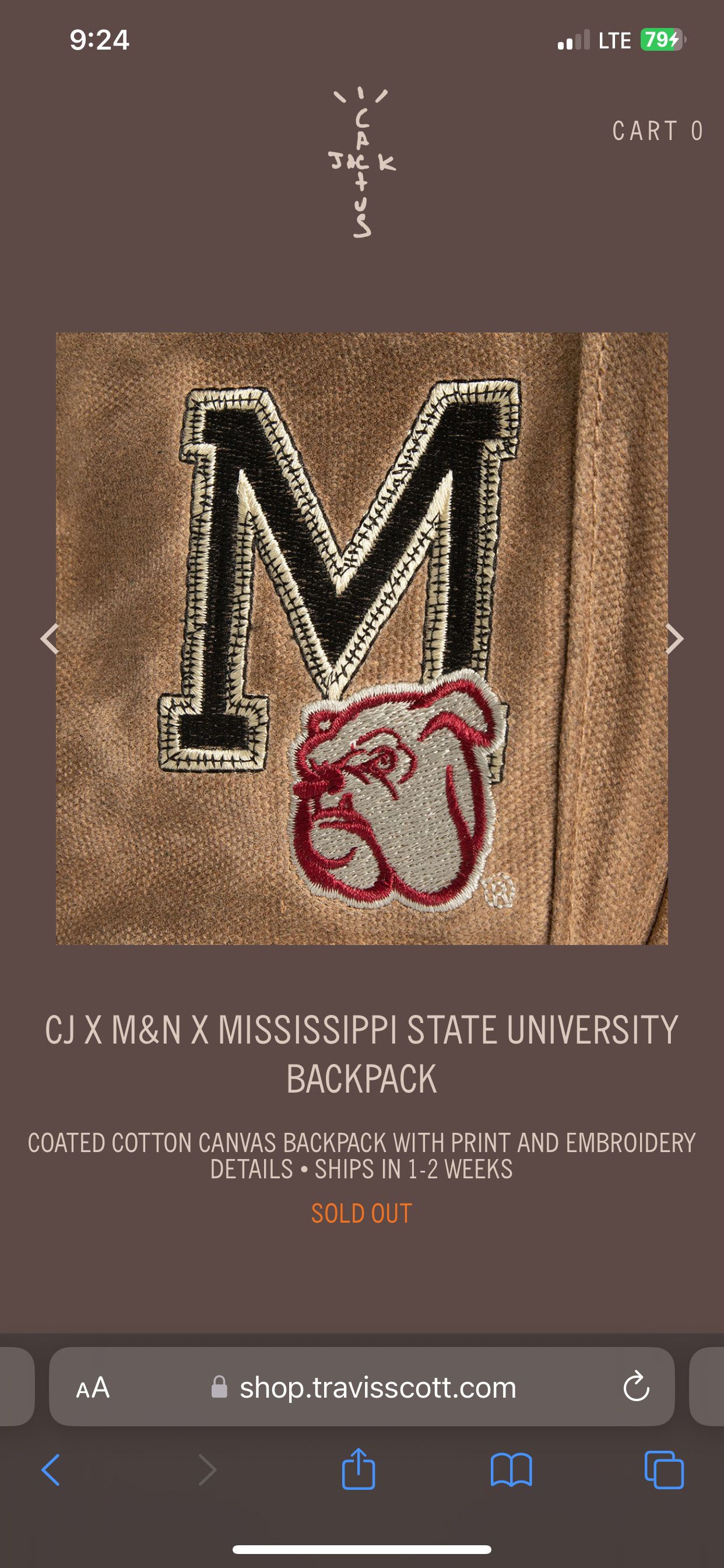 image of Travis Scott University Backpack in Brown, Men's