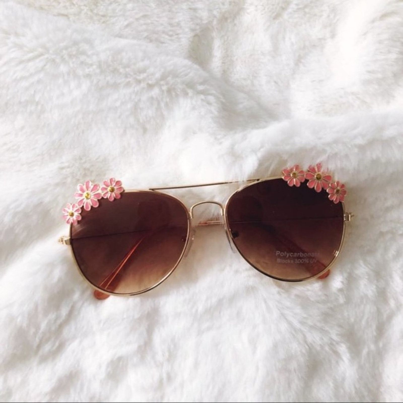 Other Flower Pink Gold Accented Trim Aviators Sunglasses Size ONE SIZE - 1 Thumbnail
