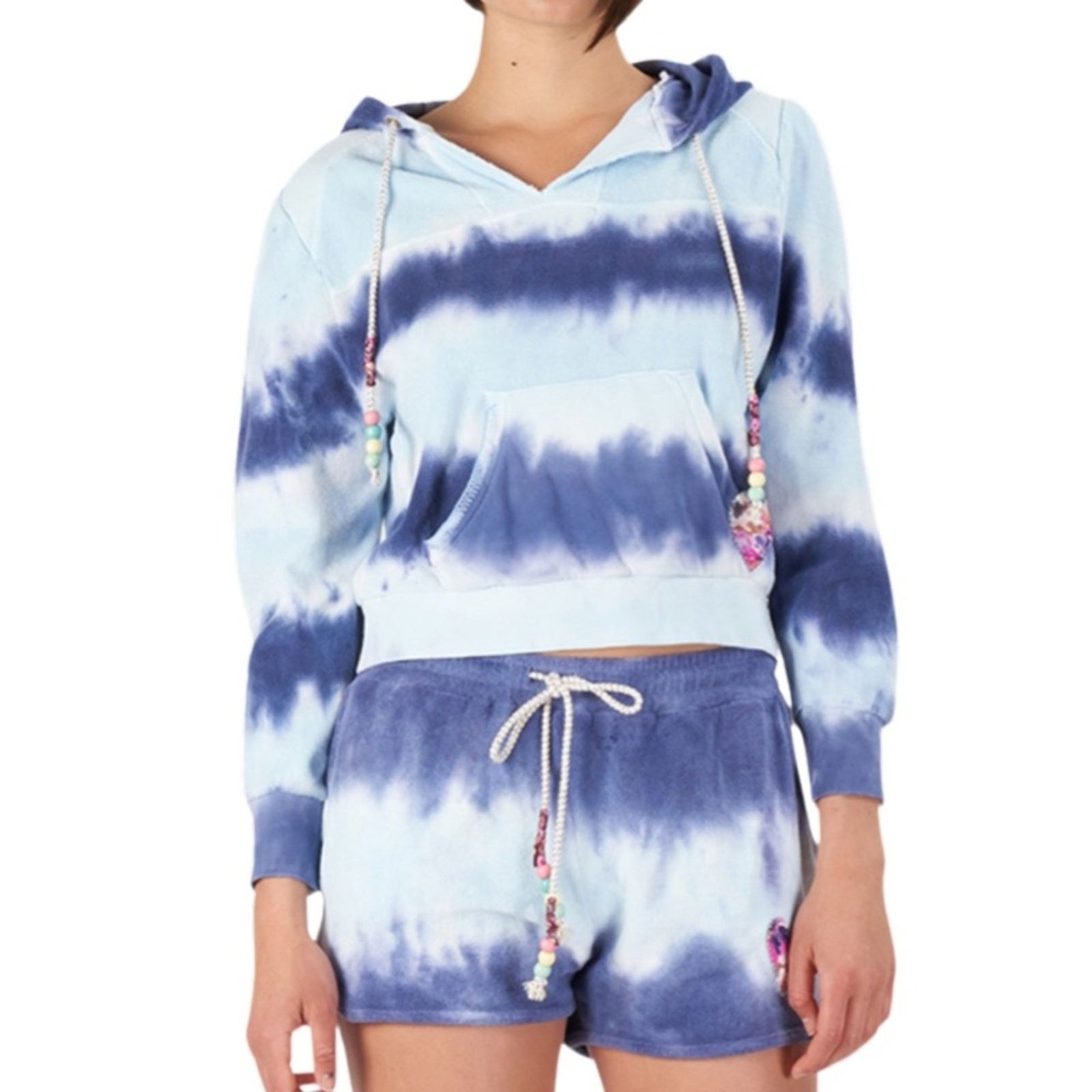 LoveShackFancy Kirby Hoodie Sweater- Blue Wave Size S