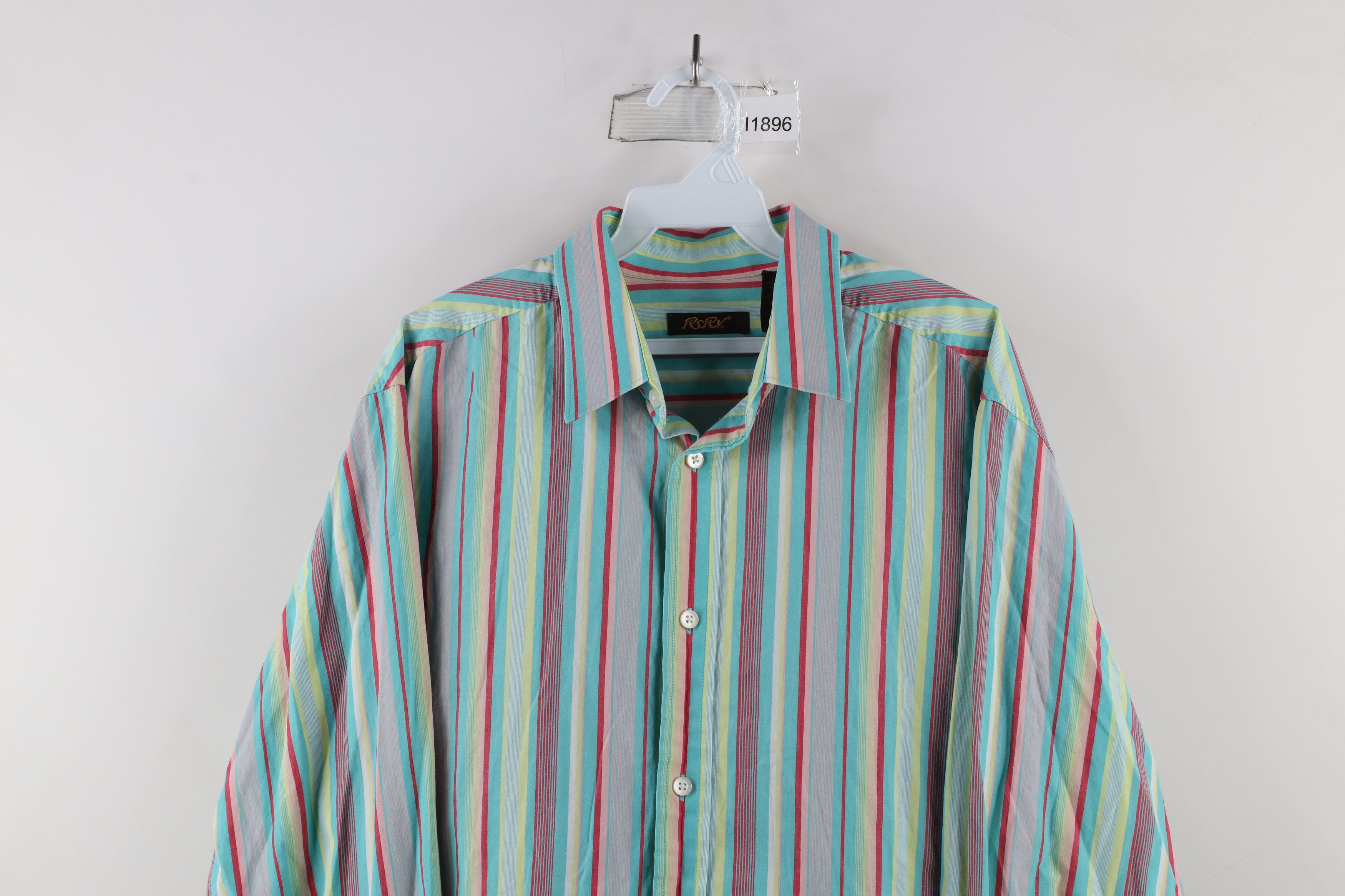 Vintage Vintage 90s Streetwear Rainbow Striped Collared Button Shirt Size US XL / EU 56 / 4 - 2 Thumbnail