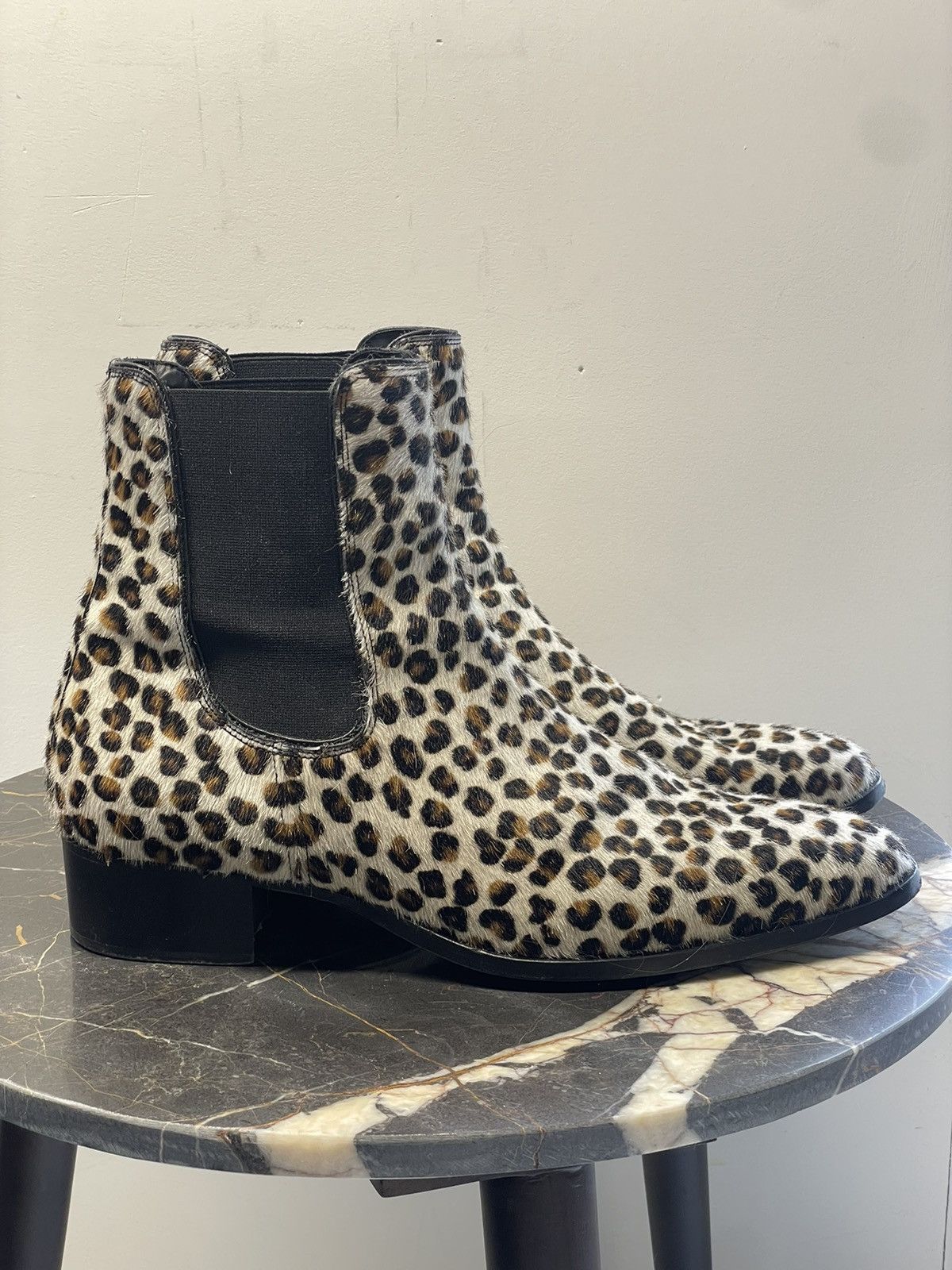 Stefano Leopard Pony Hair Chelsea Boots From The First