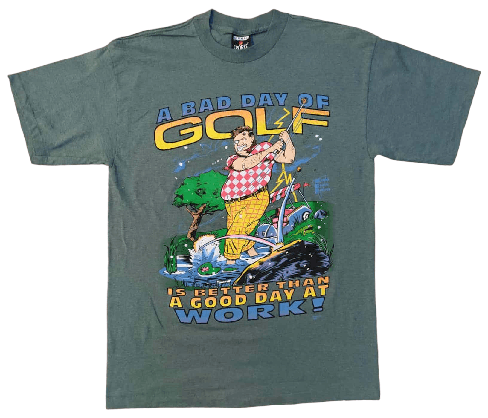 image of Humor x Motivation Vintage 92 Cartoon T in Grey, Men's (Size Large)