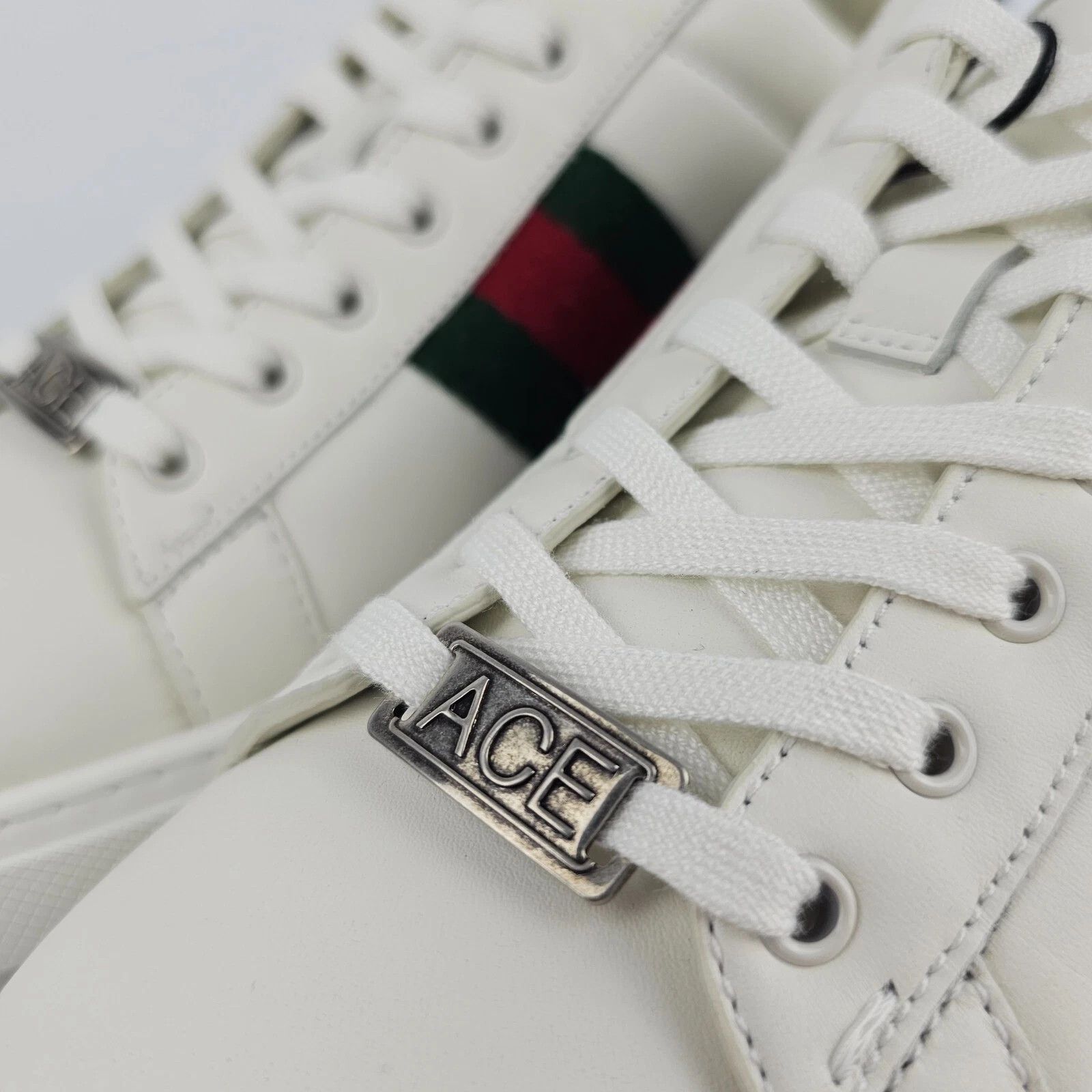 GUCCI Ace Women's White/Green Leather Low Top Sneakers New