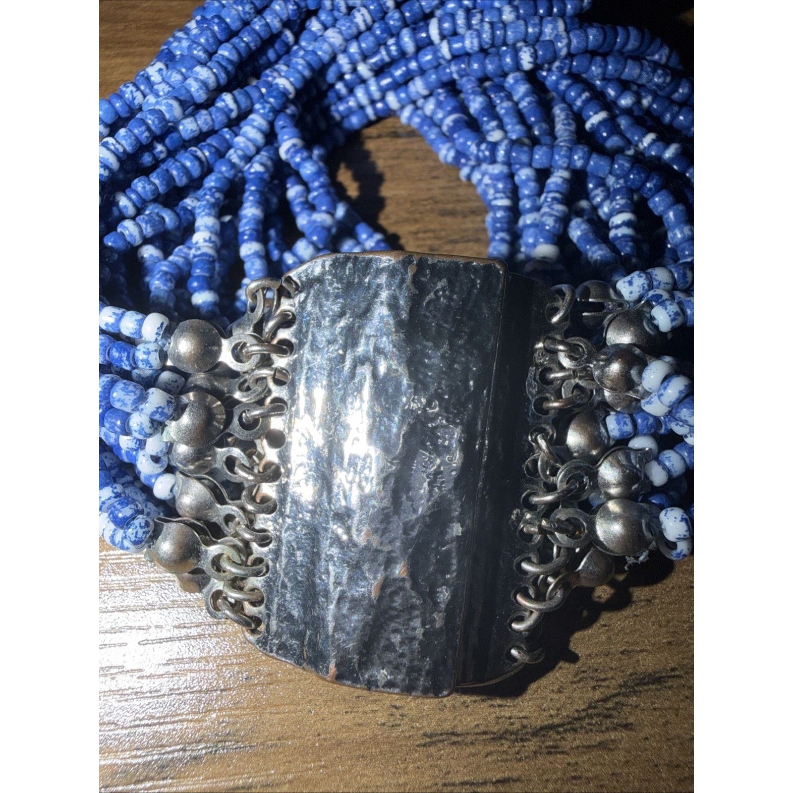 The Unbranded Brand ERMISH Blue Beaded Stretch Bracelet Magnetic Clasp Size ONE SIZE - 6 Thumbnail