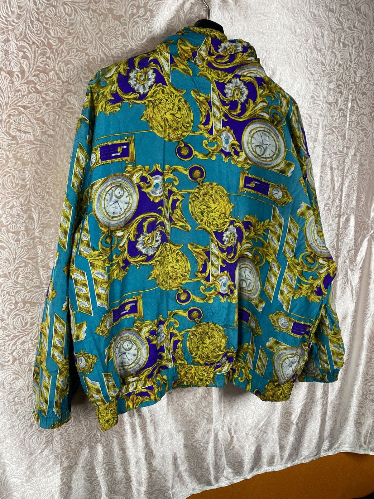 Vintage Vintage OUT BROOK Silk Jacket Baroque Clock Print Teal Gold Size US XL / EU 56 / 4 - 9 Thumbnail
