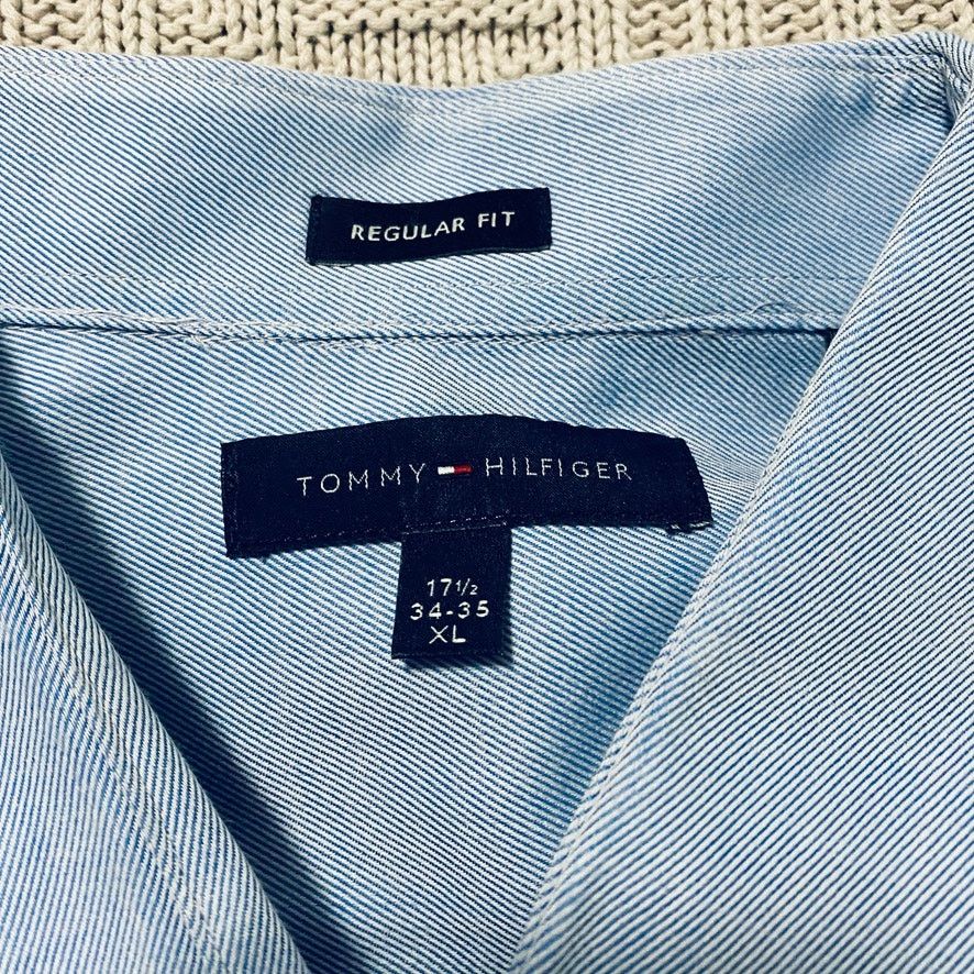 Tommy Hilfiger Tommy Hilfiger blue micro stripe button down Size US L / EU 52-54 / 3 - 4 Thumbnail