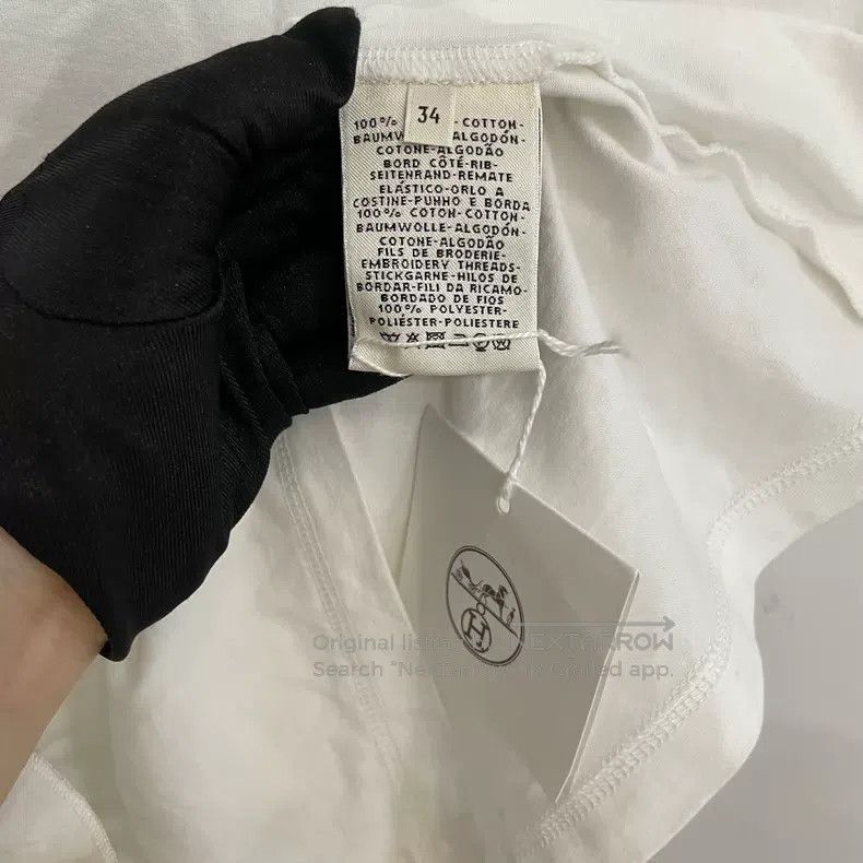 Hermes Hermes White Embroidered Pocket T-Shirt, New with Tag Size XXS / US 00 / IT 34 - 4 Thumbnail