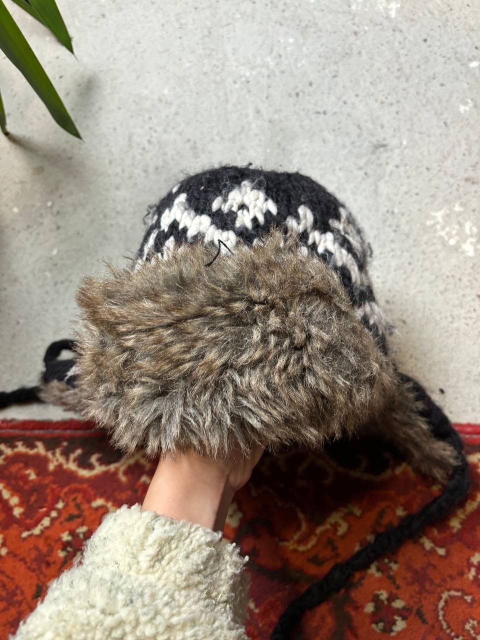 Hysteric Glamour × Vintage Vintage Y2K Japanese brand Ushanka Wool Knitted opium fur Size ONE SIZE - 4 Thumbnail