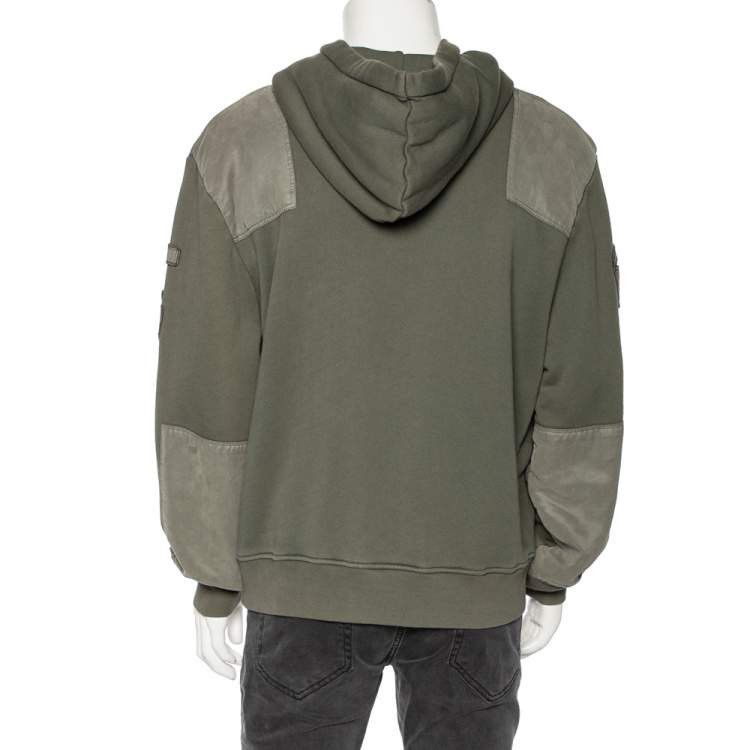 Amiri Amiri Military Green Cotton Knit Patched Detail Hoodie Size US L / EU 52-54 / 3 - 3 Thumbnail