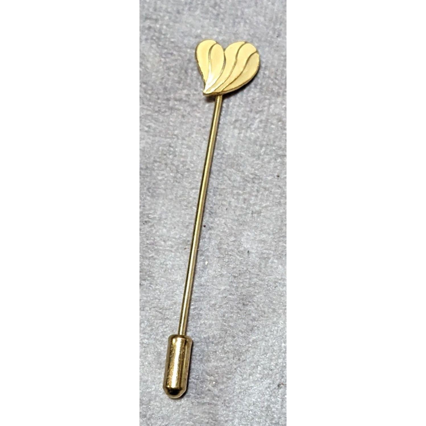 Other Vintage Gold Tone And Cream Enamel Heart Stick Pin Size ONE SIZE - 4 Thumbnail