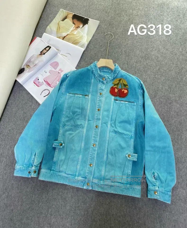 Gucci Cherry embroidered denim jacket